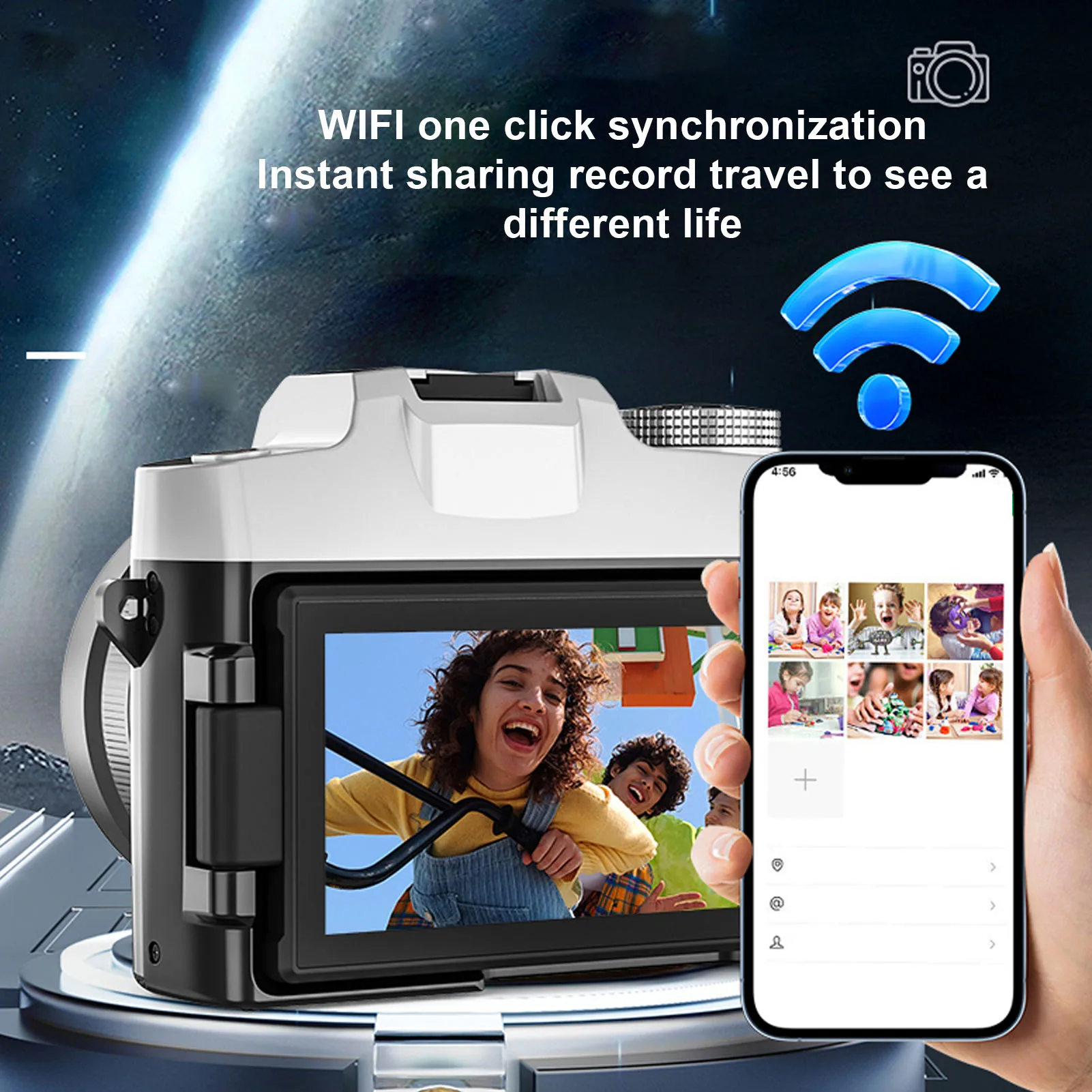 Camera WiFi 6K 84MP Digital Camera 1500mAh Flash 18X Zoom Autofocus with Lens  Lens Hood Shoulder Strap for Recording Video