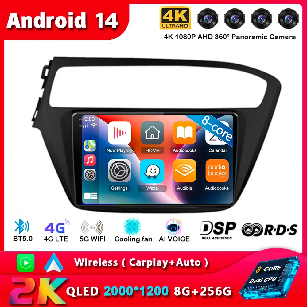 

Android 14 Carplay Auto Car Radio For Hyundai I20 2018 2019 GPS Multimedia Player Stereo Video Head Unit 360 Camera 4G+WiFi DSP