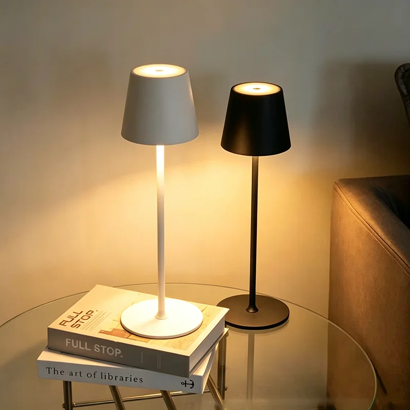 Rechargeable LED Table Lamp Touch Switch 3 Color Dimmable Desk Lights for Bar Club Dinner Creative Decorative Ambient Lighting