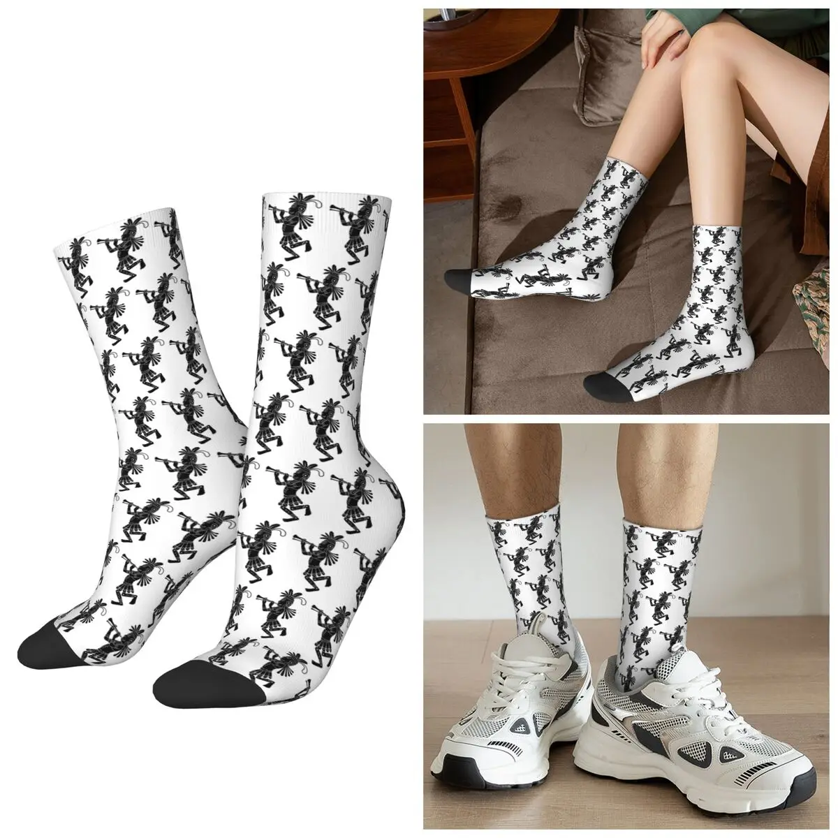 

All Seasons Indigenous Native American Kokopelli Flute Echoes Socks Harajuku Crew Socks Sweat Absorbing Stockings