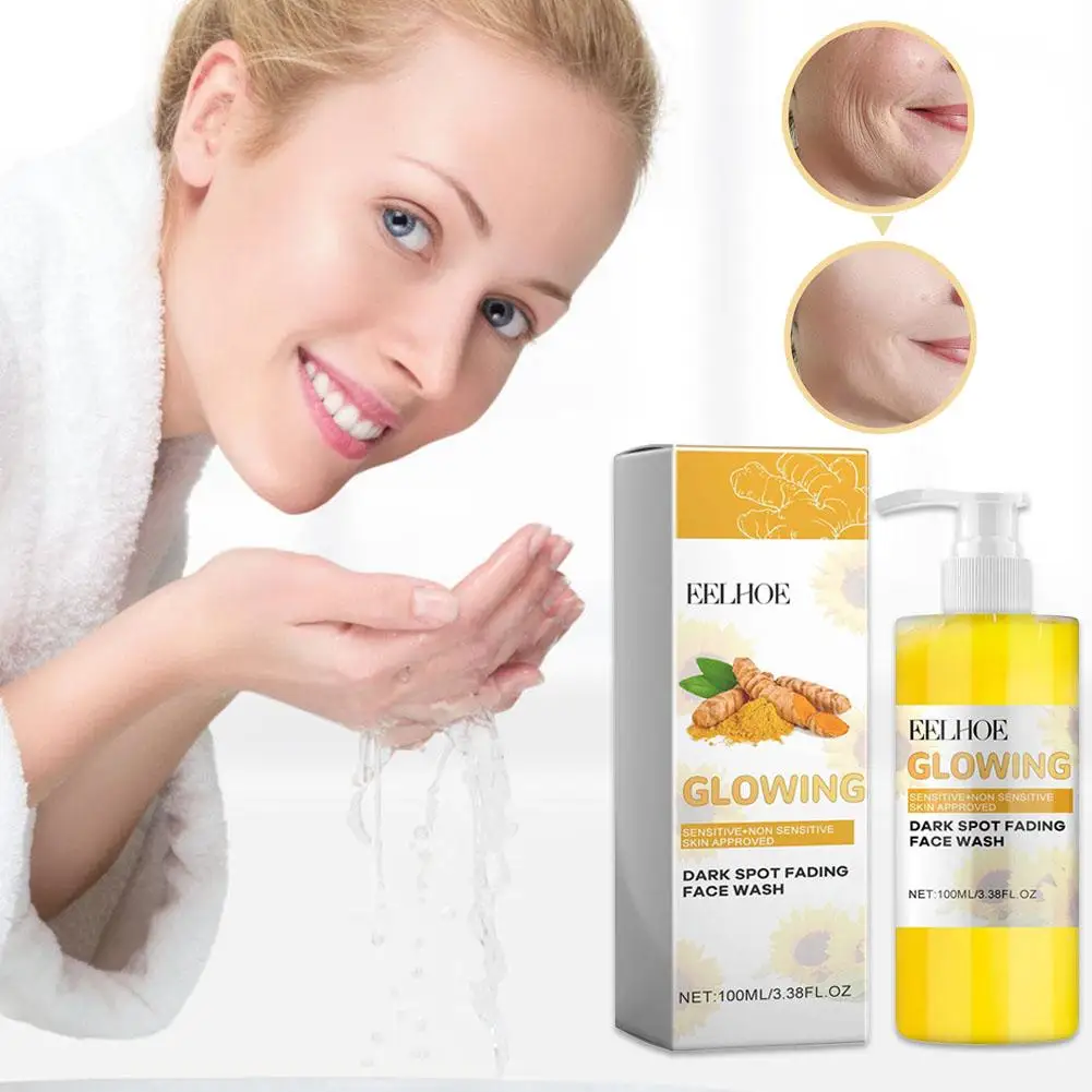 100ML Turmeric Cleanser Anti Acne Oil Control Blackhead Foam Skin Cleanser Cleansing Remover Rejuvenation Brightening Face H0L3