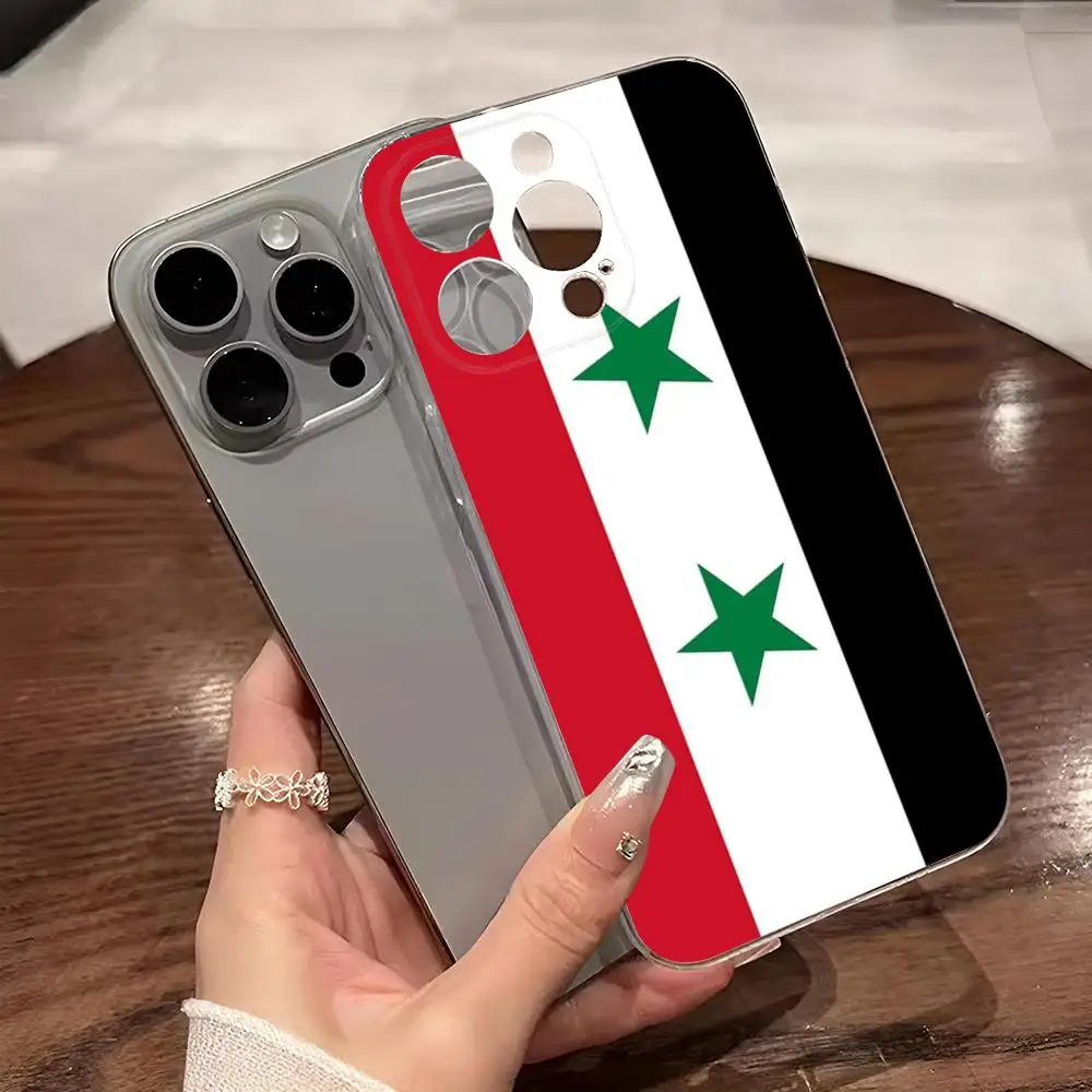 Syrian Revolution Flag Phone Case for iphone 14Pro 15 11 12 14 Pro Max Mini 6 6s 7 8 Plus X XR XS SE2020 Transparent Cover