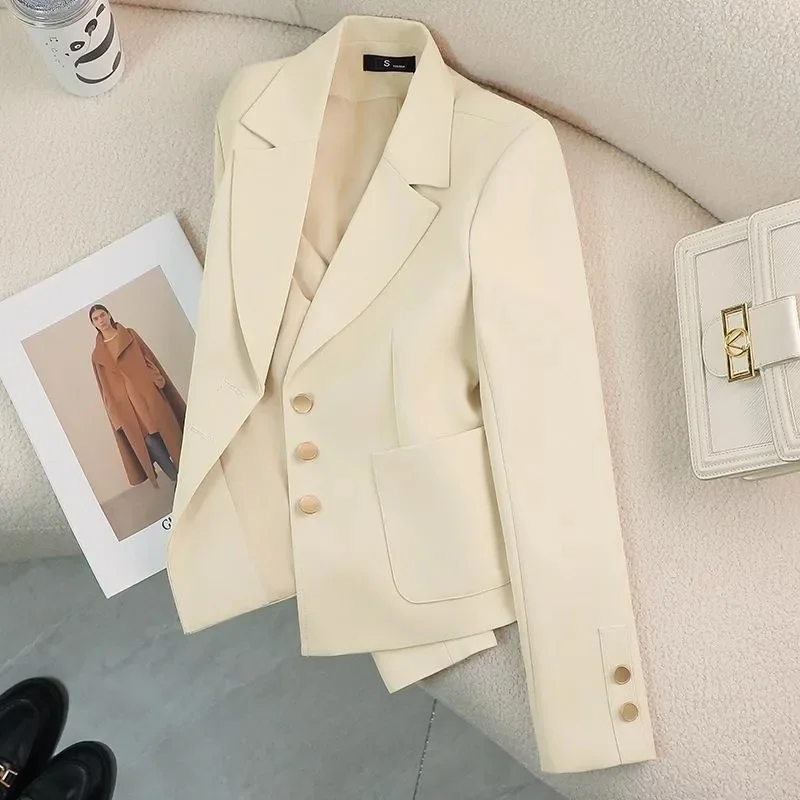 New Women Suit Coat Elegant Sports Casual Blazer Korean Fashion Short Jacket Spring Autumn Solid Color Ladies Clothing Outerwear