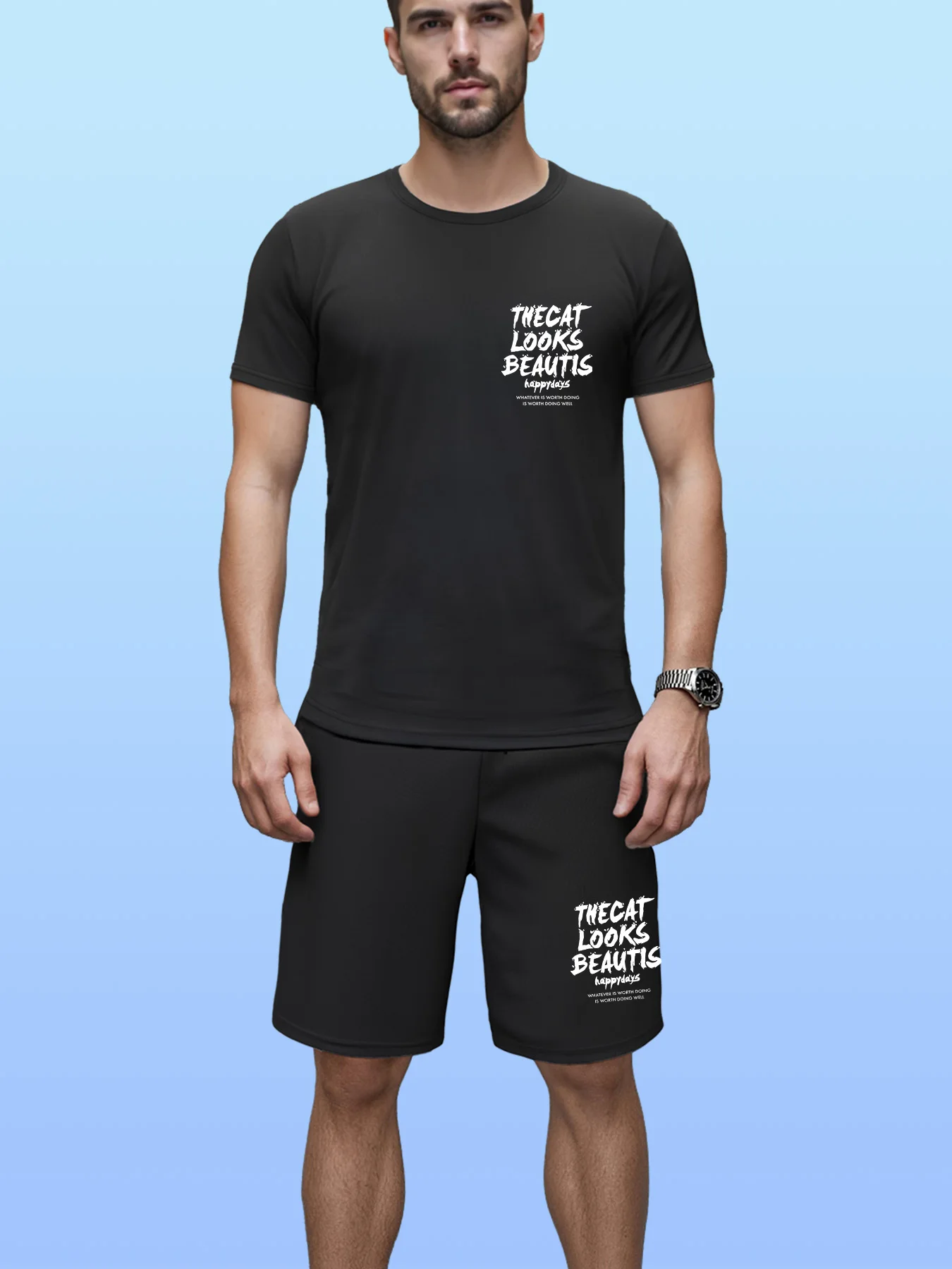 

2025 New Men Short Set Summer Suit Outfit T-shirts Shorts 2 Piece High quality Quick-Dry Fashion Loose Oversize Clothes Man Sets