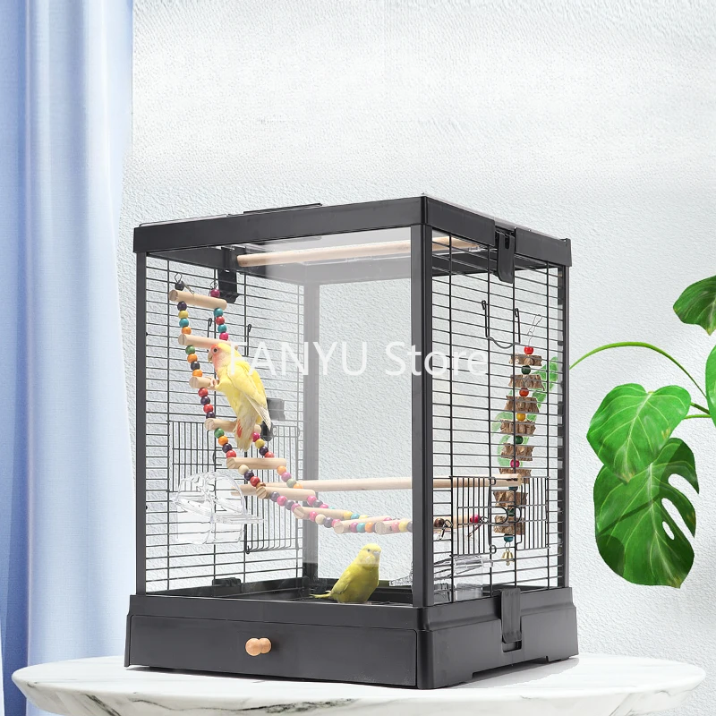 

Transparent Glass Bird Cages Budgie Breeding Outdoors Parrot Bird Cages Luxury Southe Park Vogelhaus Birds Supplies WZ50BC