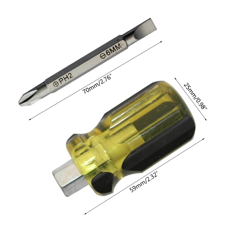 Short Handle Screwdriver Cross-Head 2-in-1 Interchangeable Screwdrivers Repair Hand Tools Replacement