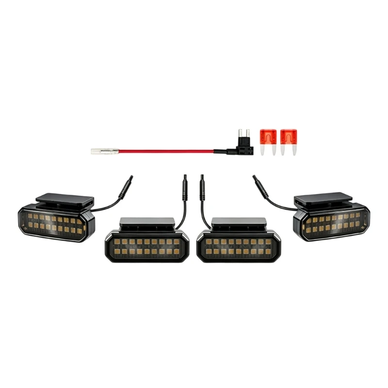 M76E Flashing Grille Marker Light Set 4 Piece Car Front Grille Lights with Black Housing for Daily Styling Projects