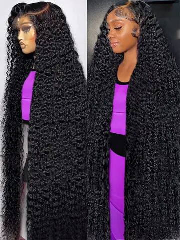 40 50 pouces vague profonde perruque frontale 13x4 13x6 360 HD dentelle frontale perruques 300 densité eau bouclés cheveux humains avant de lacet perruques pour les femmes