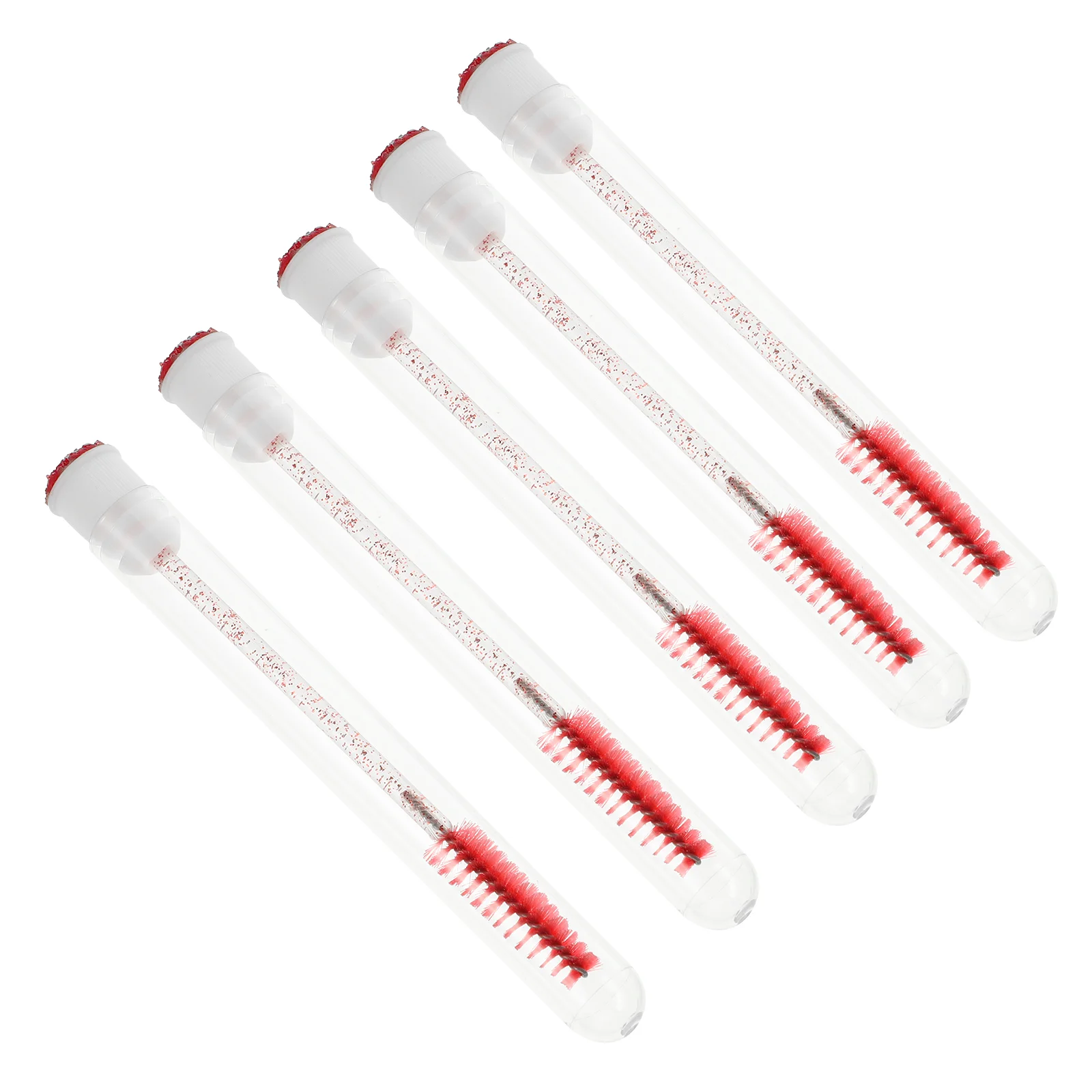 10 Pcs Eyelash Brush Diamond Mascara Portable Tube Comb Eyebrow Makeup Applicator Red