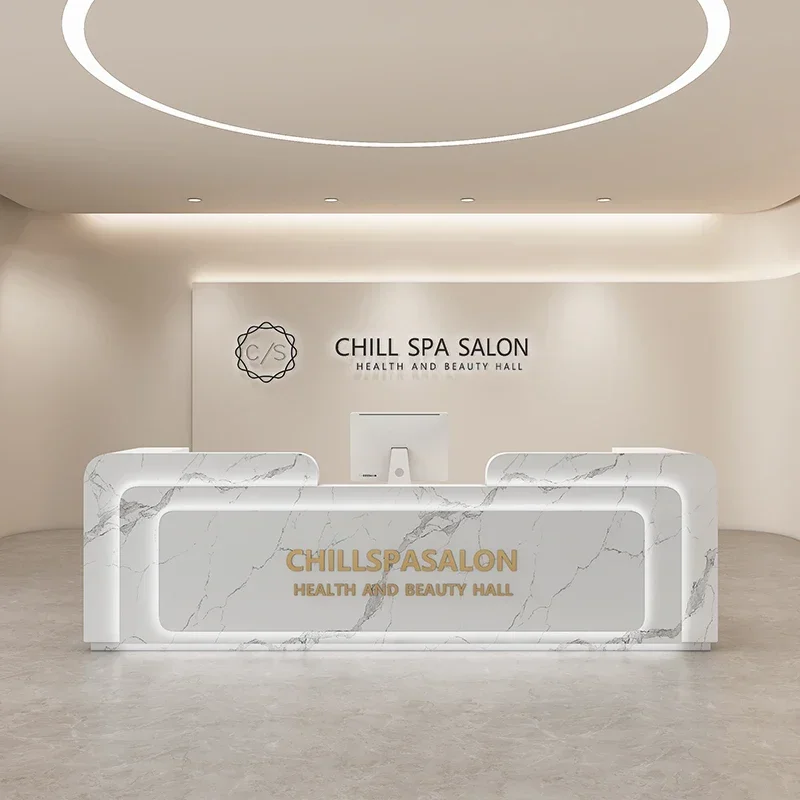 Y1 Simple modern beauty salon checkout page Stainless steel oral bar training institution Company reception desk