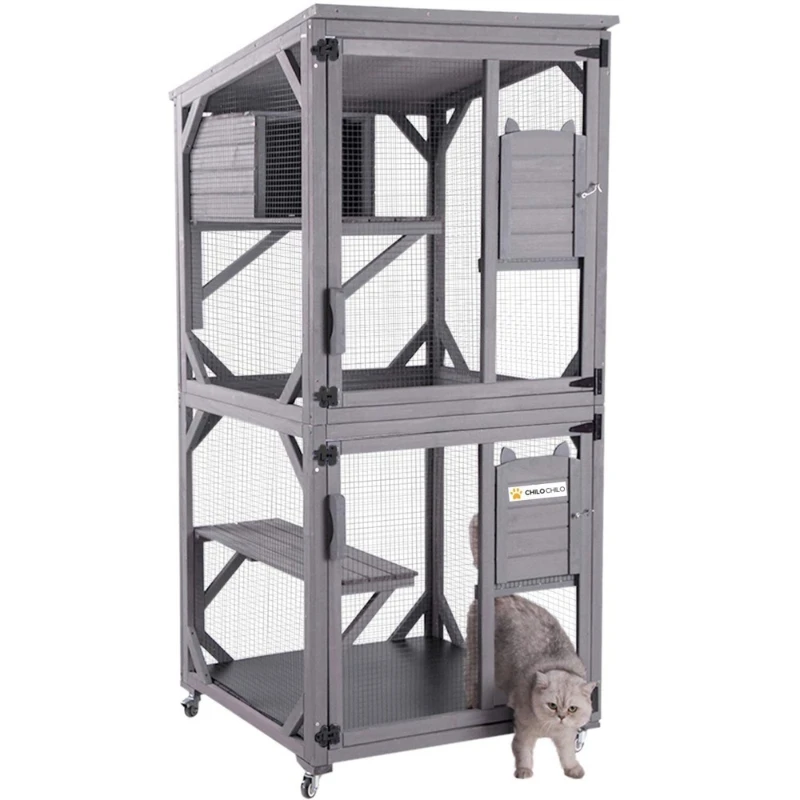 

Indoor and outdoor wooden pet house Super large space cat house Pet warm cat cabinet Outdoor solid wood pet cat cage