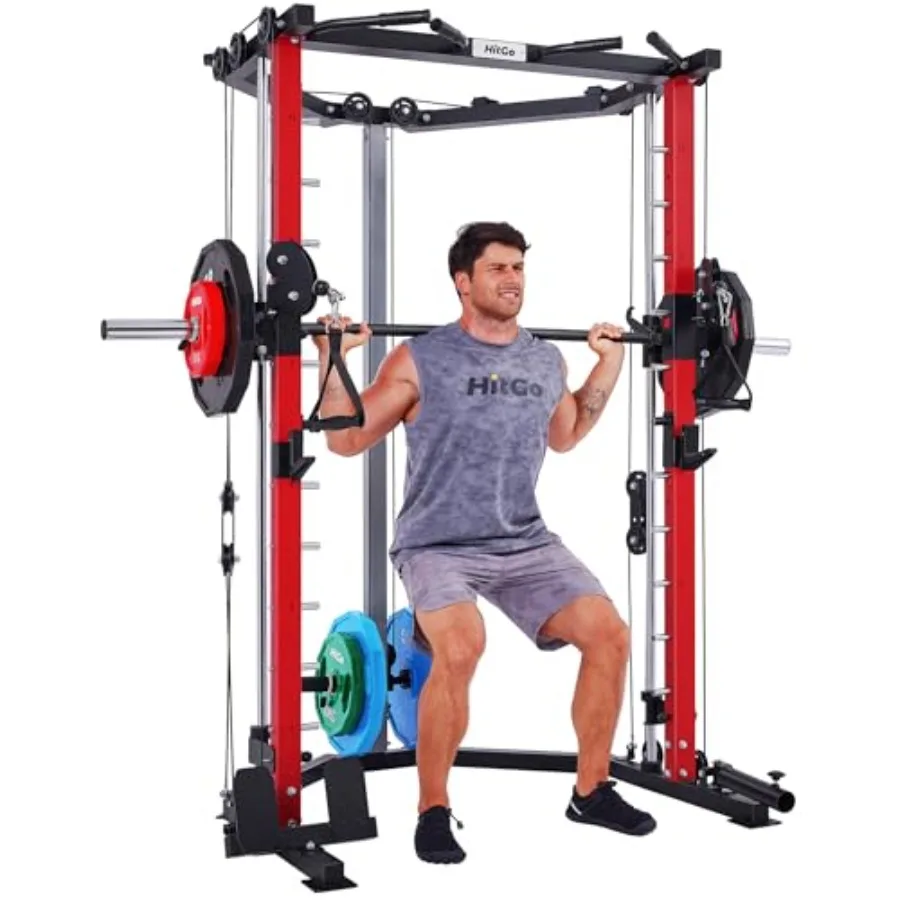 All-in-One Power Cage with Pulley System and Landmine Setup for Home Gym Triangular Frame Design 14-Gauge Steel Construction Bl