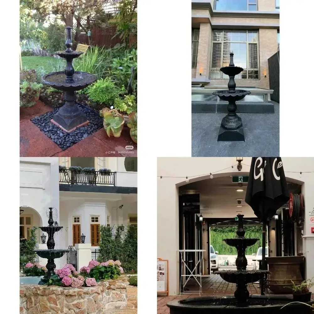 Cast Iron Garden Fountain European Style Courtyard Decorative Water Feature for Outdoor Patio