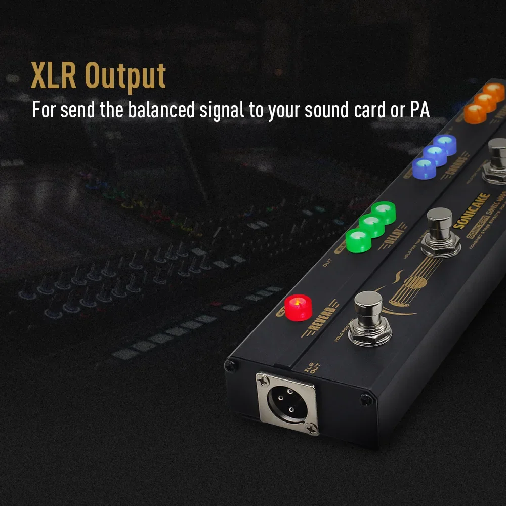 SONICAKE Sonic Wood Acoustic Guitar Preamp DI Box Multi Effects Chorus Delay Reverb Pedal with XLR Output QCE-50