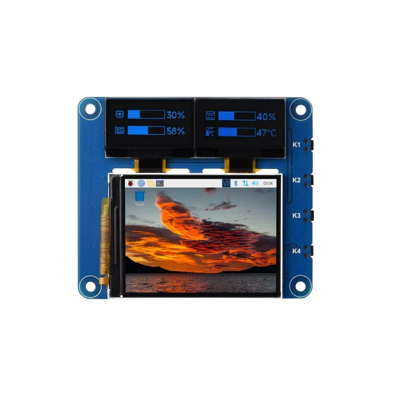 

Raspberry Pi OLED/LCD HAT, Onboard 2inch IPS LCD Main Screen and Dual 0.96inch Blue OLED Secondary Screens