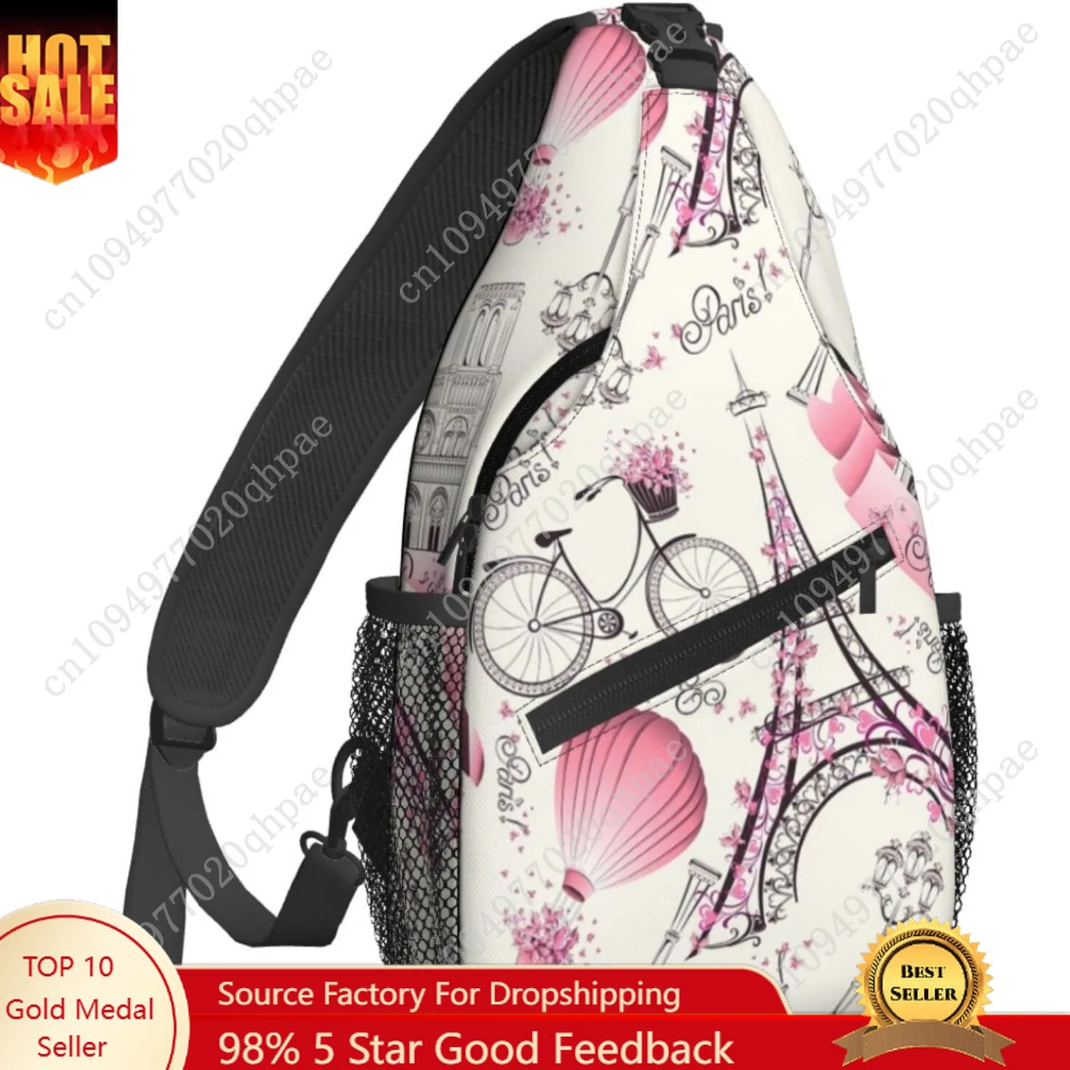 

Paris Eiffel Tower Sling Backpack Crossbody Sling Bag for Women Men Shoulder Bag Travel Hiking Daypack
