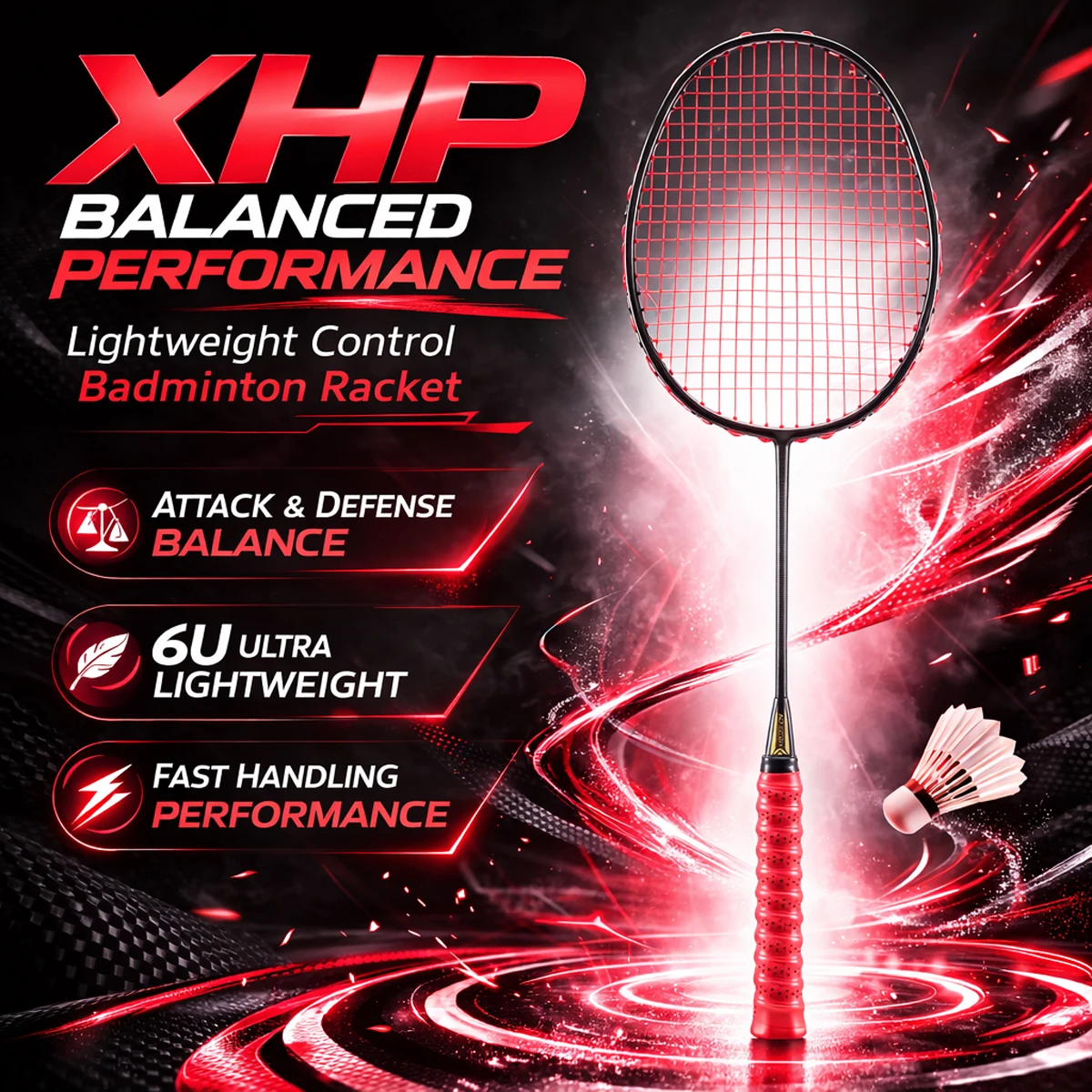 ALPSPORT XHP 2Pcs 6U 72g G4 T800 Full Carbon Badminton Racket 30LBS Strung Ultralight Offensive Training Racquet