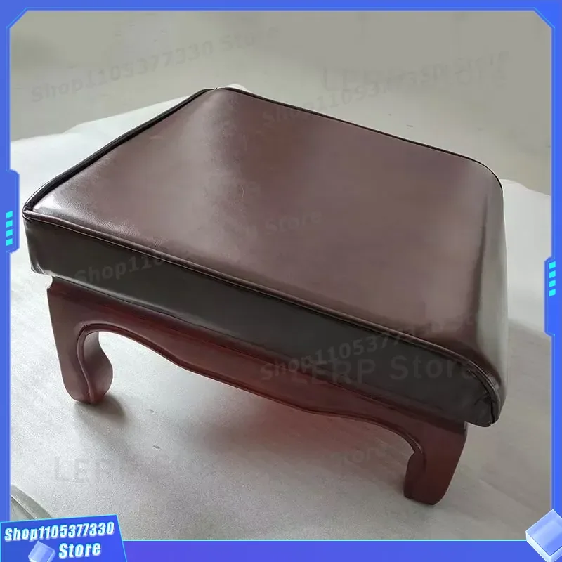 Solid Wood Square Kneeling Pad Thickened Lotus Worship Stool for Home Buddha Altar Incense Burning Temple Prayer Cushion