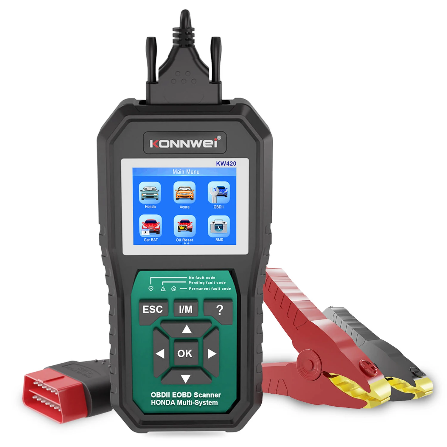 

KONNWEI KW420 Full System Diagnostic Scanner For Honda 6-12V 100-2000CCA Oil Reset Code Reader Clear Trouble Code Battery Tester