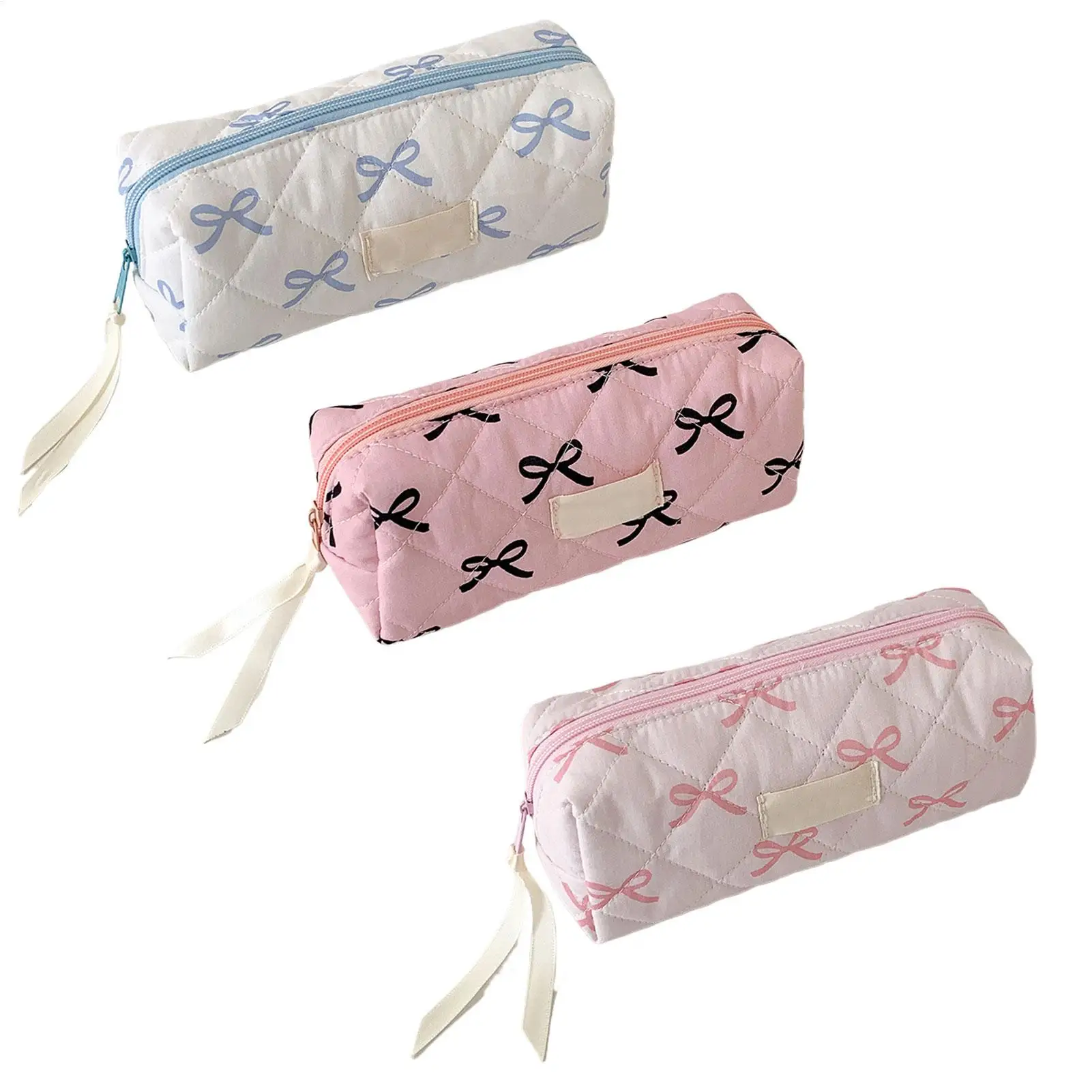 Bowknot Bow Stationery Bag Large Capacity Pencil Case Rectangular Desktop Storage Pouch Portable School Supplie for Stationery