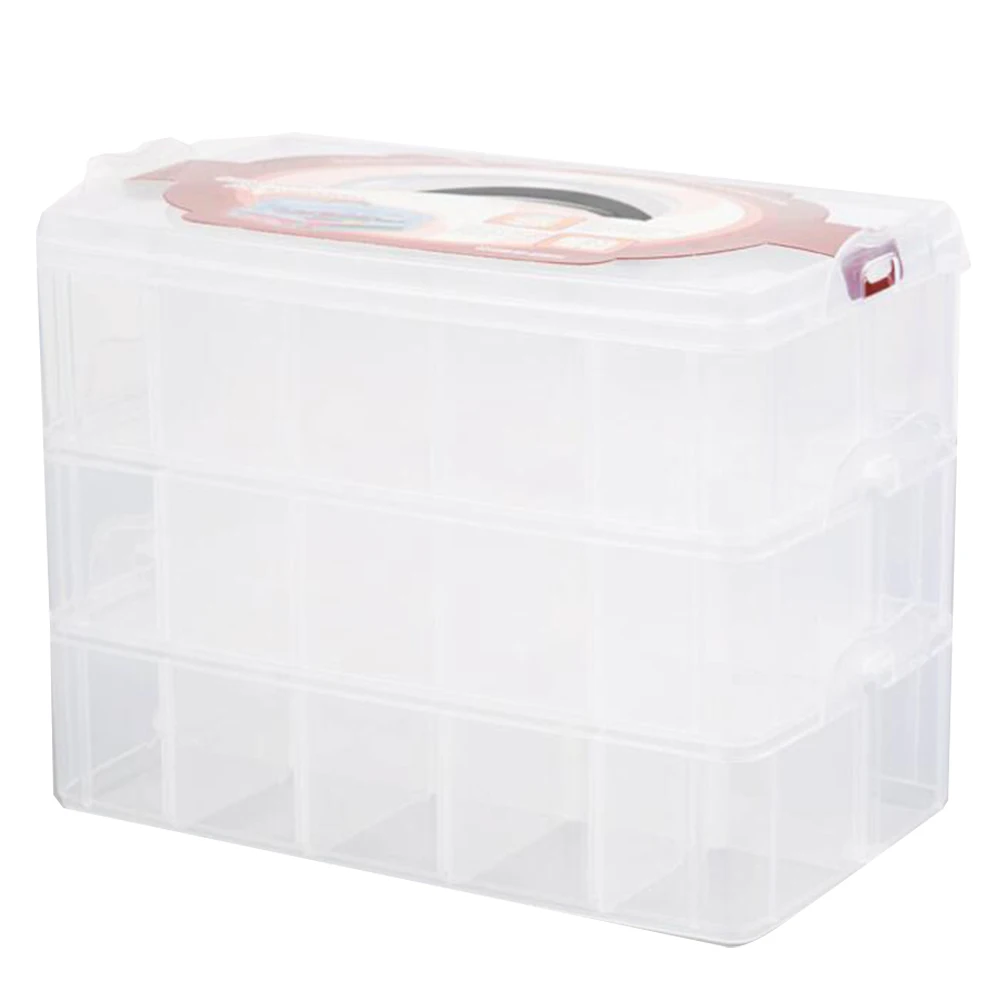 AA05 Clear 3 Layers 30 Grids Washi Tape Storage Box Transparent Tool Set Box Accessories Handcarry Stationery Holder