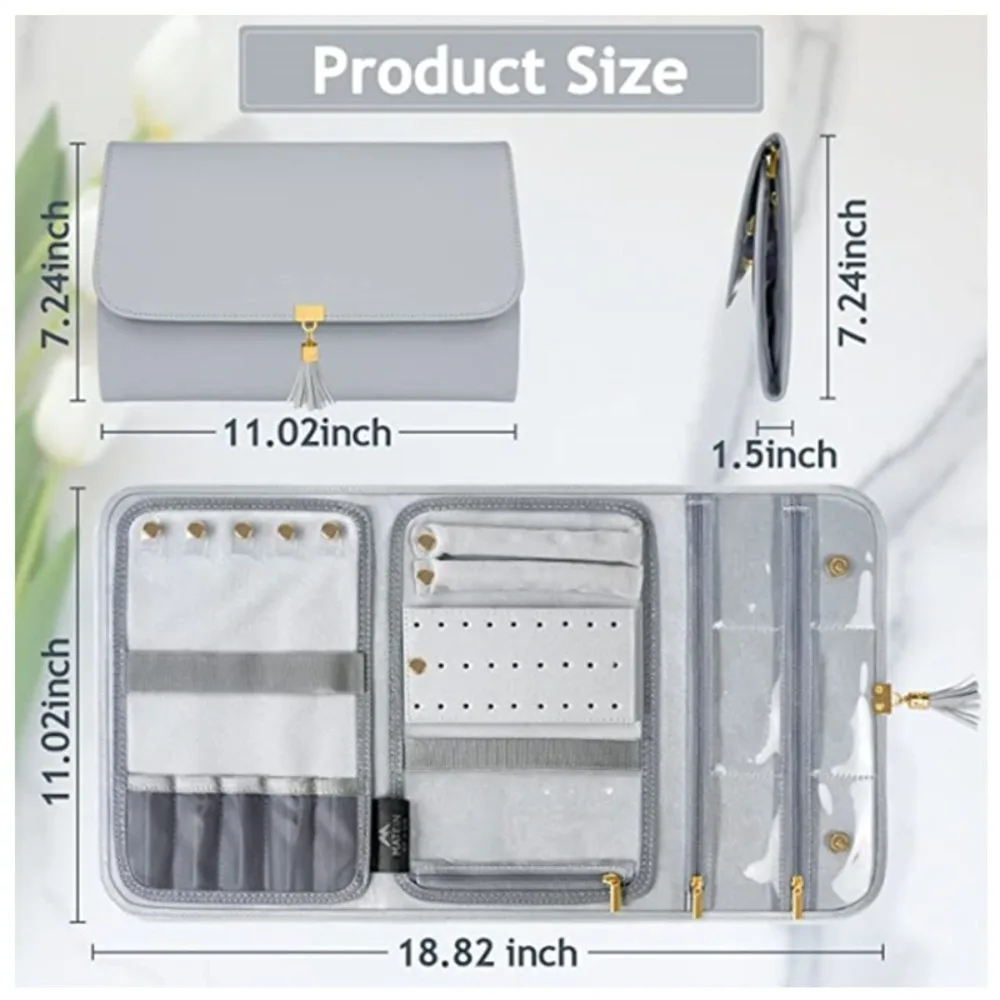 طوي السفر مجوهرات المنظم حالة متعددة الطبقات جيب للماء حقيبة صغيرة الذهب والفضة والمجوهرات السفر صندوق تخزين النساء