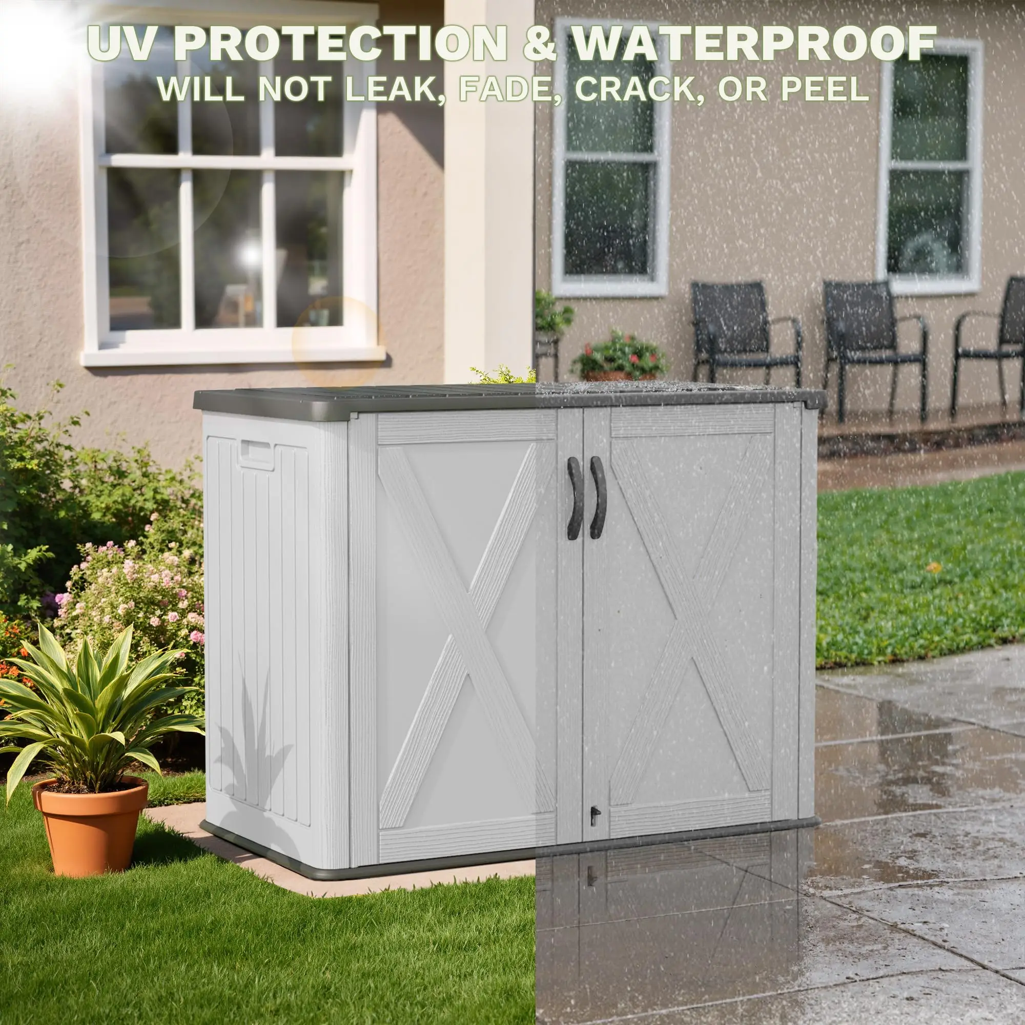 26 Cu.ft Resin Outdoor Storage Cabinet with Lockable Door, White
