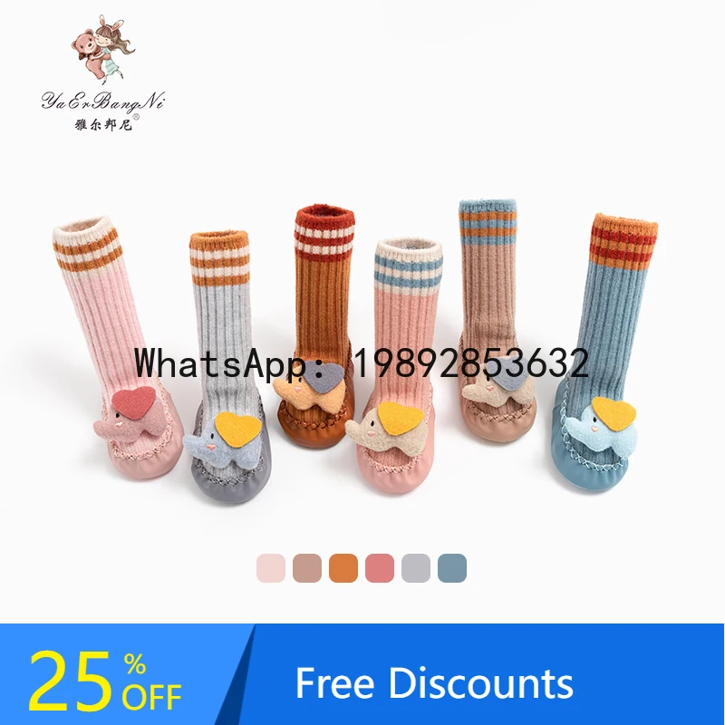 New Baby Shoes and Socks Soft Bottom Cartoon Floor Socks Baby Walking Socks Children's Long Tube Socks