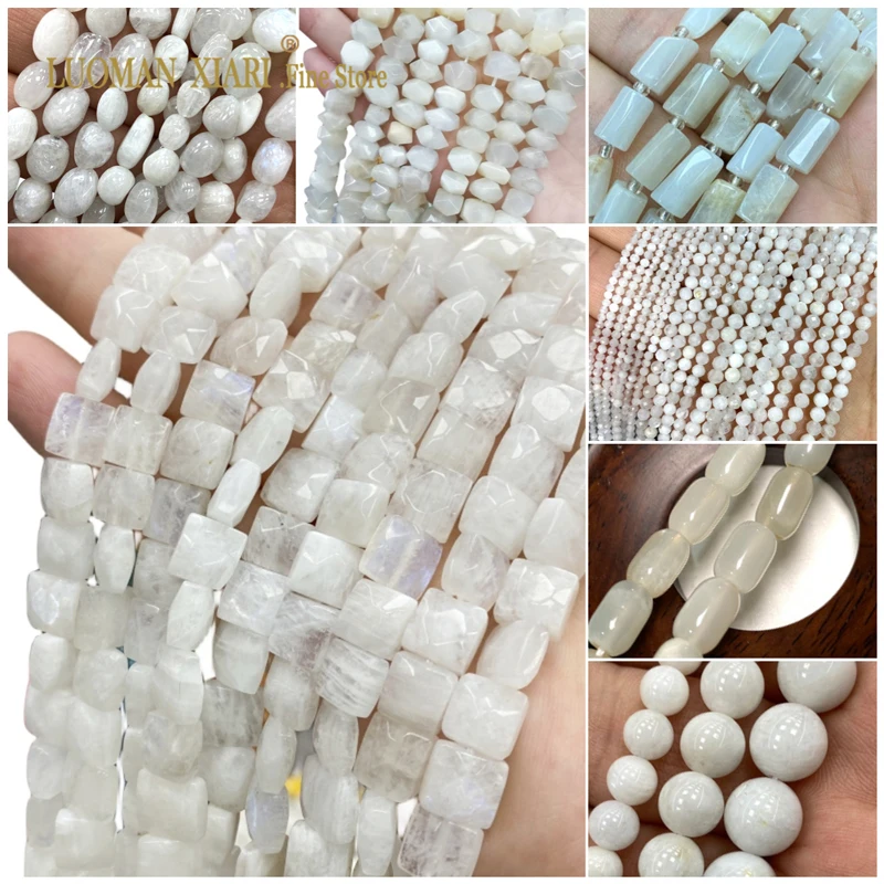 

AAA Natural White Moon Stone All Kinds Off Shape Gemstone Spacer Beads for Jewelry Making DIY Bracelet Earrings Accessories