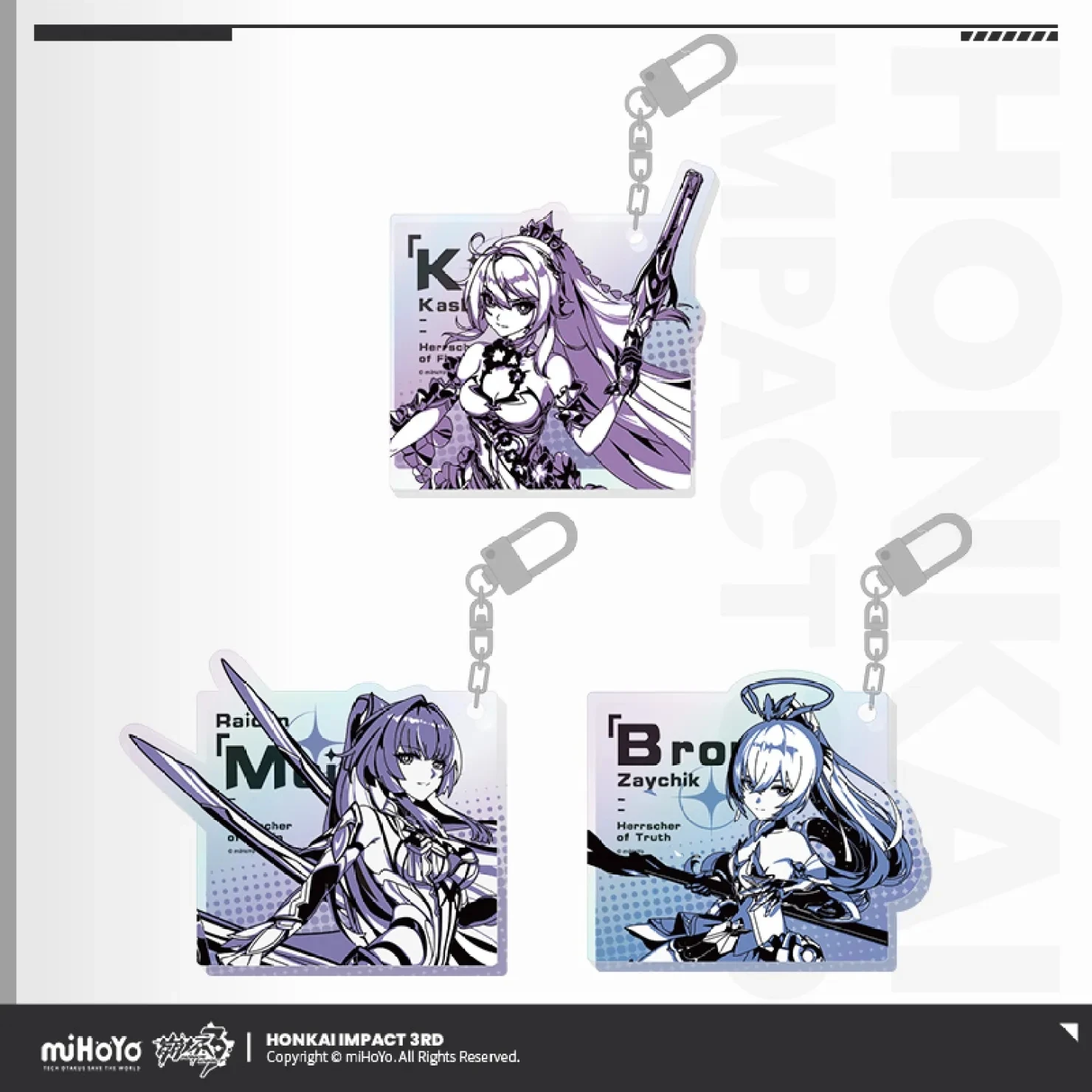 

MIHOYO Genuine Game Honkai Impact 3RD Cosplay Cartoon Pendant Bronya Mei Kiana Acrylic Keychain Chain Anime Backpack Charm Gift