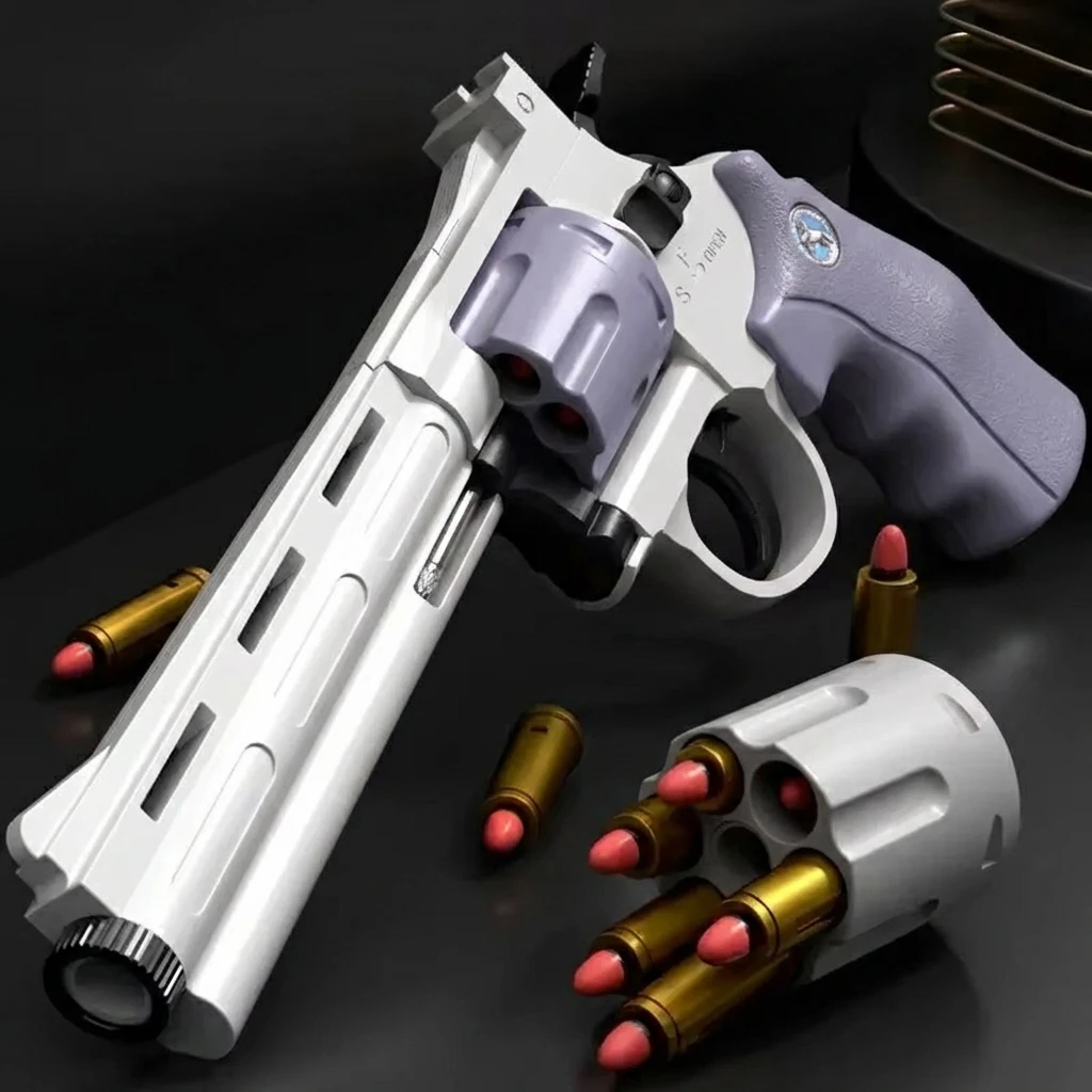 Soft Bullet Toy Gun ZP5 357 Revolver Automatic Mechanical Continuous Shooting Launcher CS Toy for Children 19/23/28cm