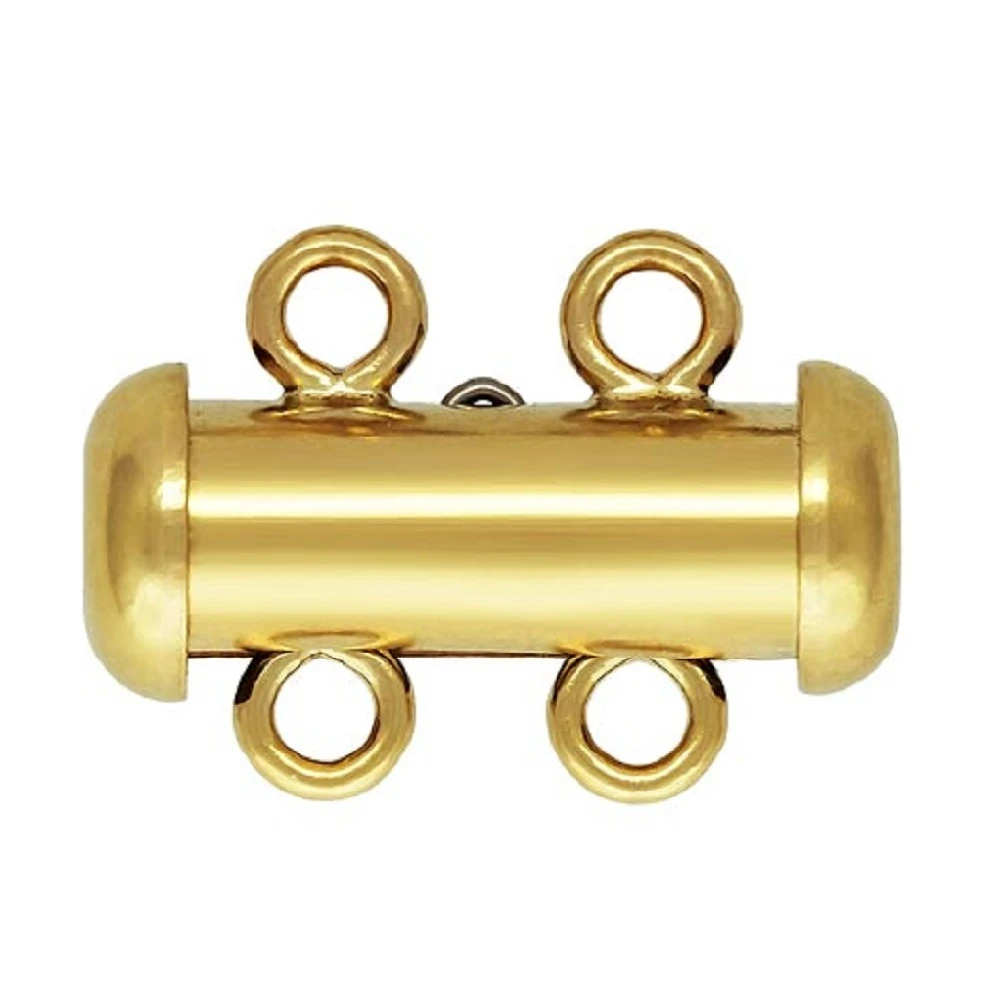14K Gold Filled Slide Lock Bar Tube Clasp 2 3 4 Rings for Layered Detangler Clasp 1/20 14K