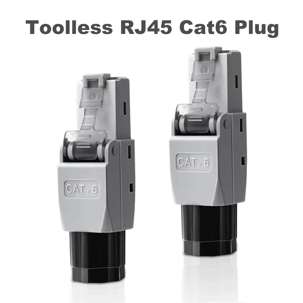 

Toolless Cat6 RJ45 Connector,1000Mbps Gold Plated Plug,Anti Interference Stable Signal 22-24AWG Ethernet Cable Easy Install