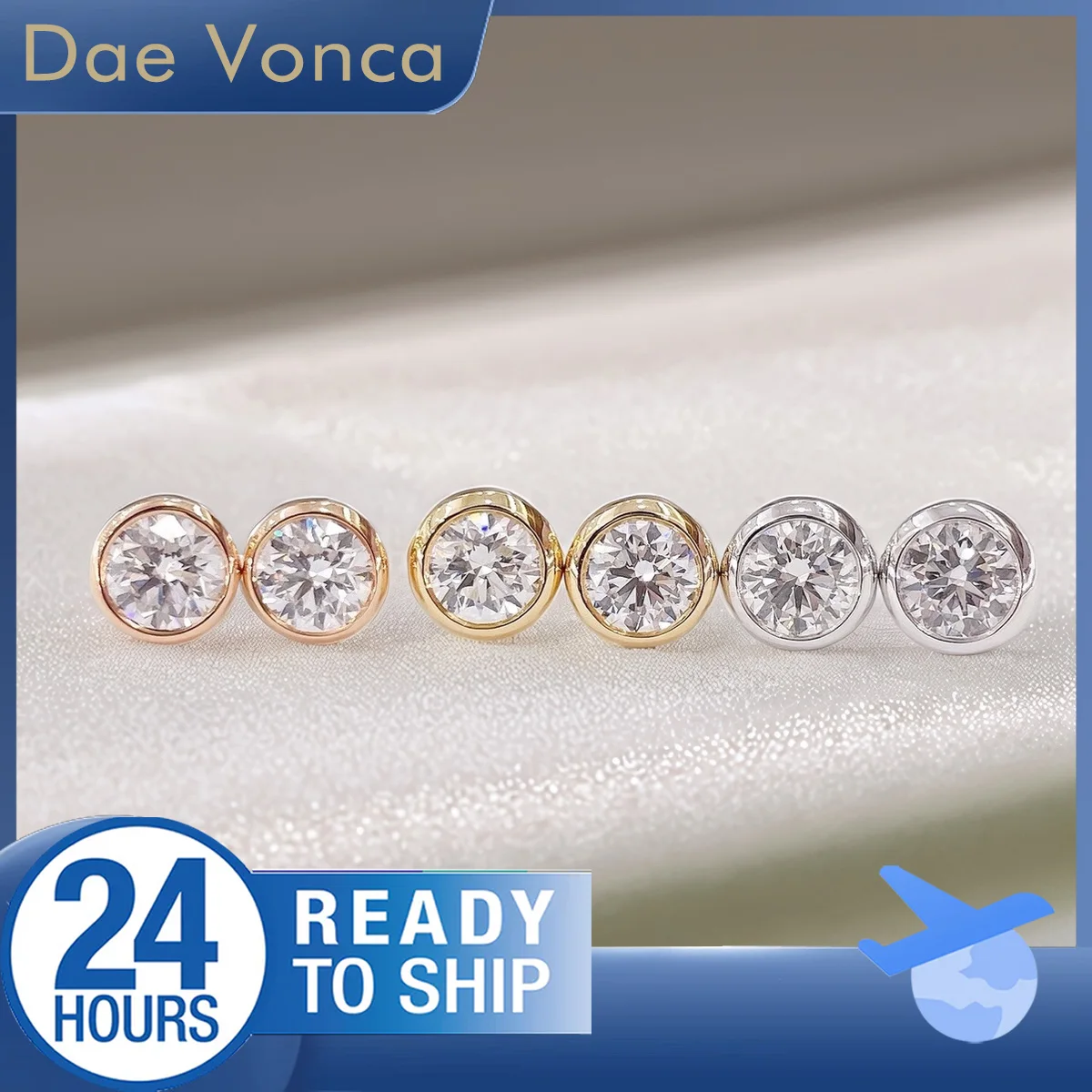 18K White/Yellow/Rose Gold Lab Grown Diamond Stud Earrings Total 1.02ct Round Shaped Lab Diamond Earrings for Women Fine Jewelry