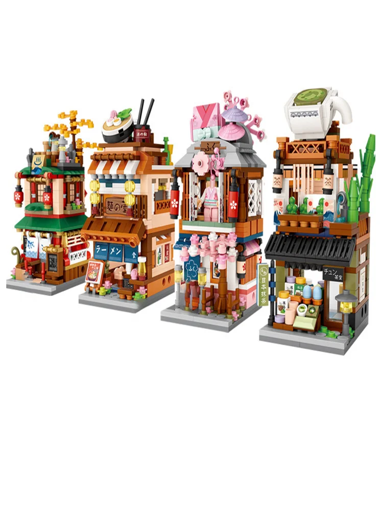 LOZ Mini Street View Series Japanischer Matcha-Shop Ramen Kantine Kimono-Shop Gebäudehausmodell Kinderbausteine Spielzeug