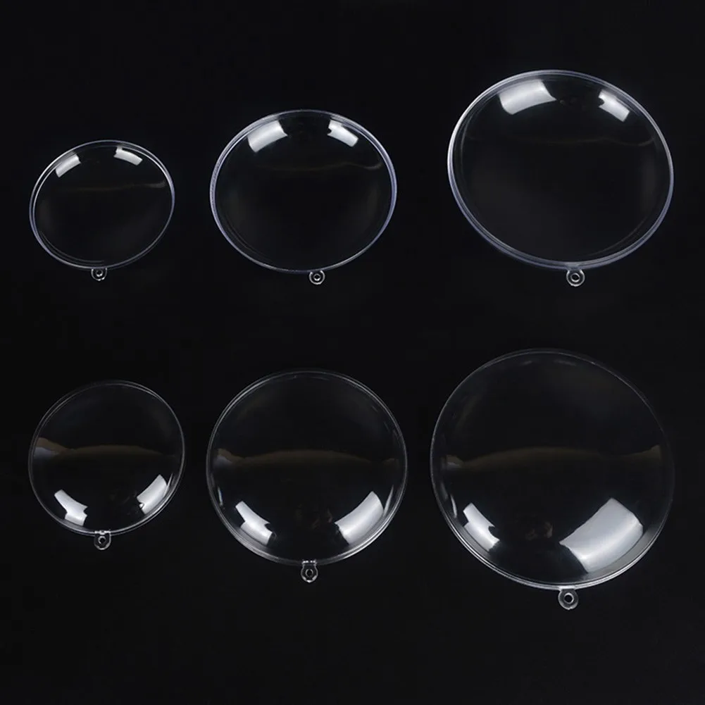 10pcs Plastic Clear Flat Ball Fillable Transparent Christmas Baubles Home Decor Christmas Party Decoration Gifts Box 7/9/11cm