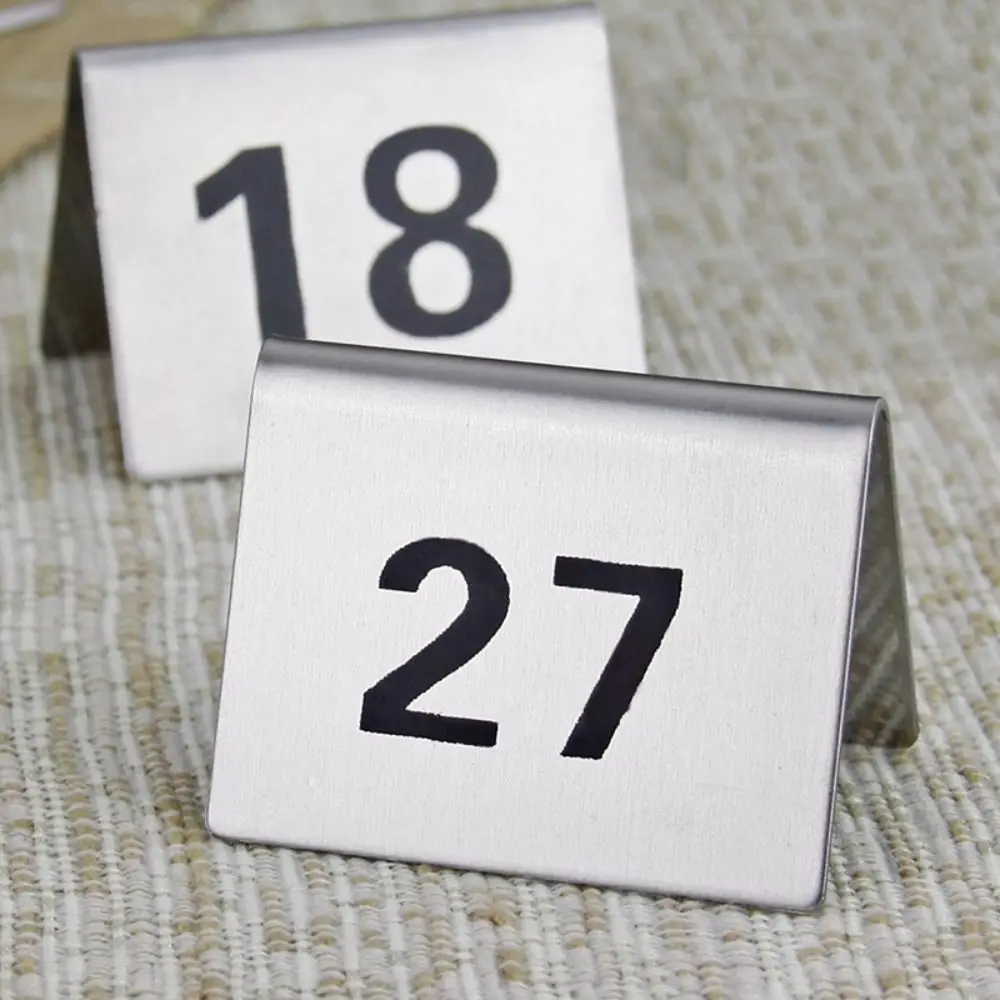 10Pcs/Set Stainless Steel Table Number Plate Double Sided Numbered 1 Through 20 Digital Card Plate Desktop Number Sign - view 3