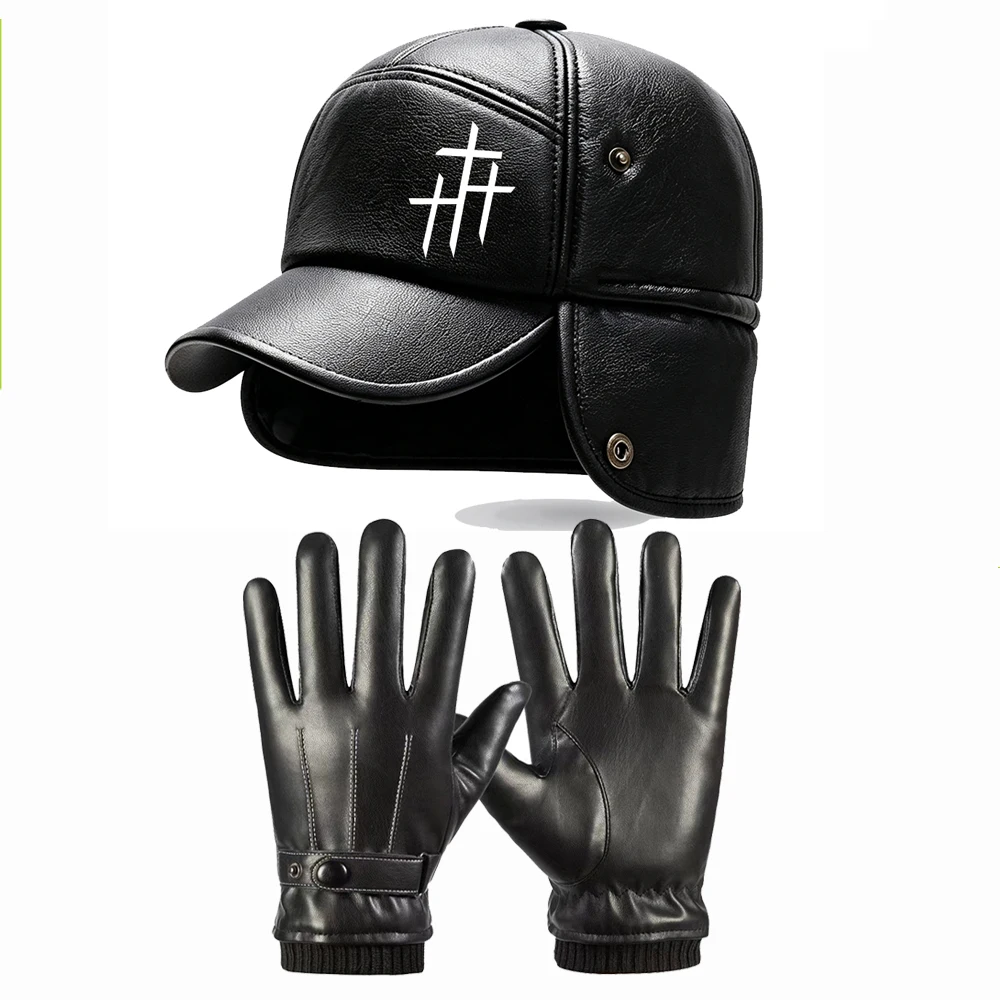 冬用イヤーフラップハットとレザーグローブセット、フェイクレザ - Trapper Hat Ear Flap のレビューと価格