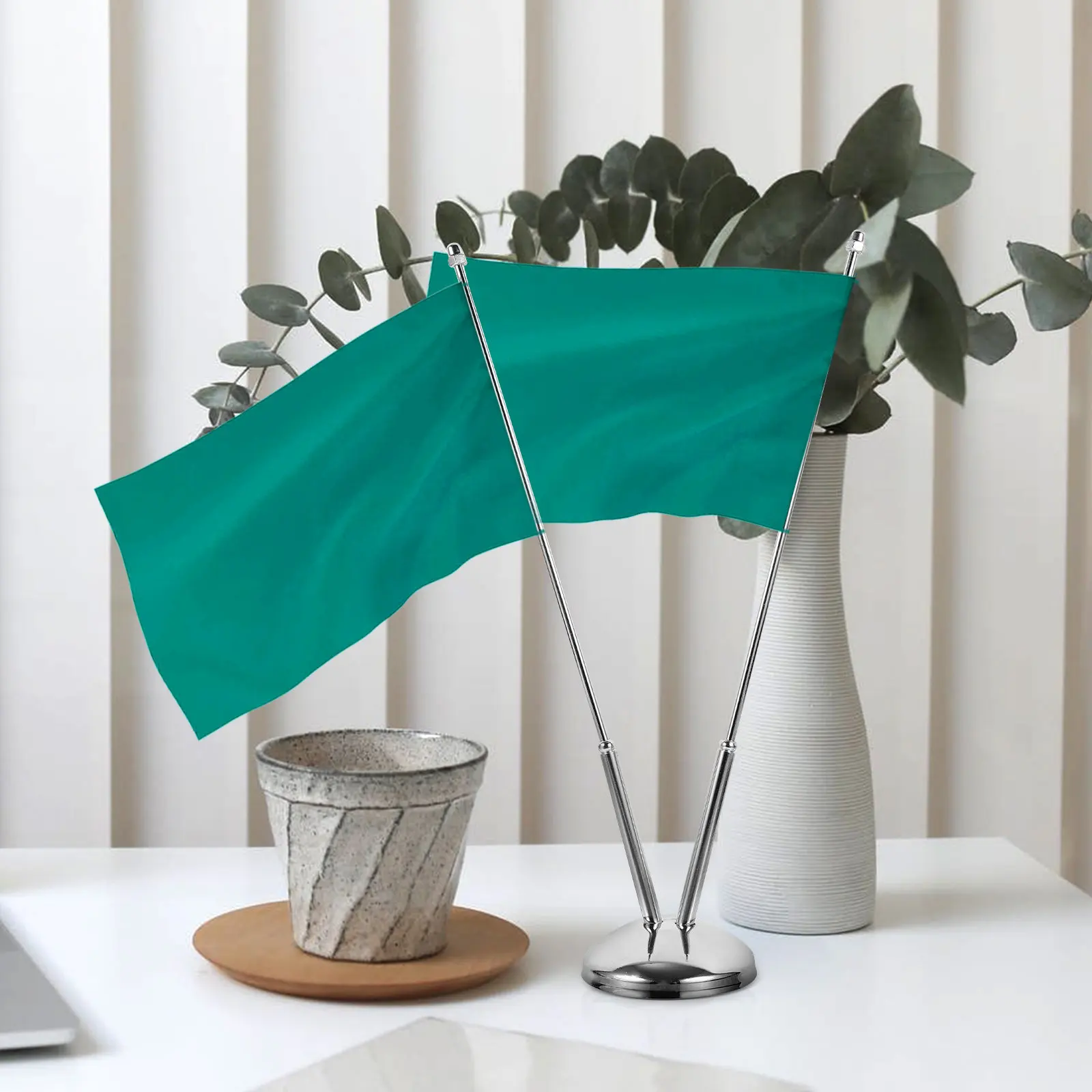 Desktop Flagpole Metal Table Flag Stand Sturdy Fixator for Home Office Event Display Table Flag Pole Nail-Free Flagpole