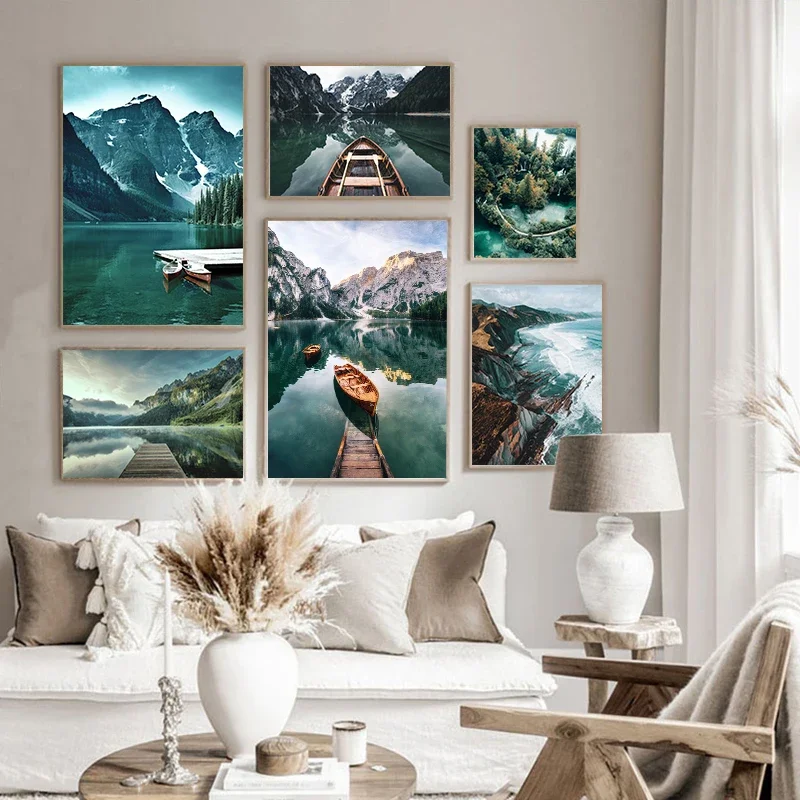 1pc frameless Canvas Painting Simple Poster Pictures of Mountains Rivers Lakes and Forests Wall Decorations Modern Living Room a