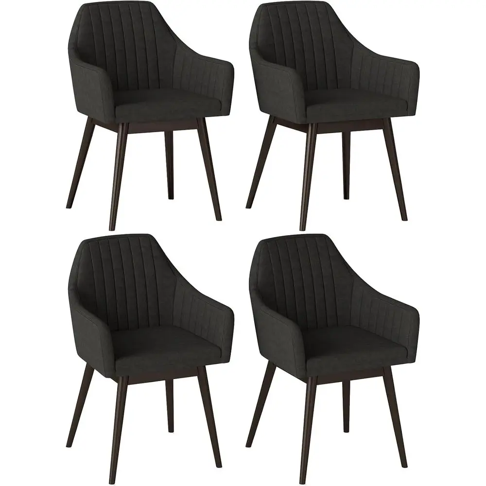 

Set of 4 Upholstered Dining Chairs with Padded Backrest and Seat, Durable Rubber Wood, Suitable for Living and Kitchen Areas (K