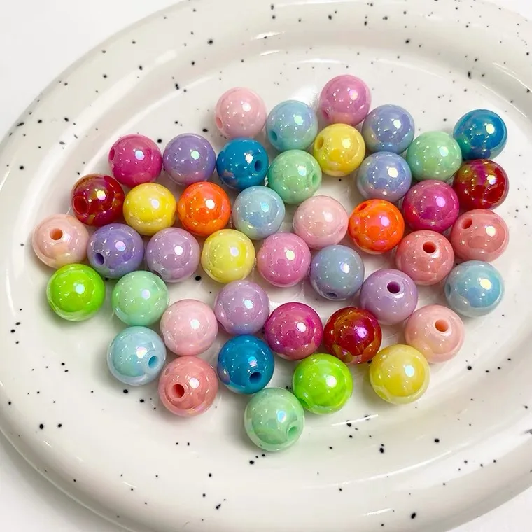 New 10-12-14mm AB Paint Acrylic Round Beads Jewelry Making Beads Loose Bead DIY Jewelry Hand Beaded Accessories Beads