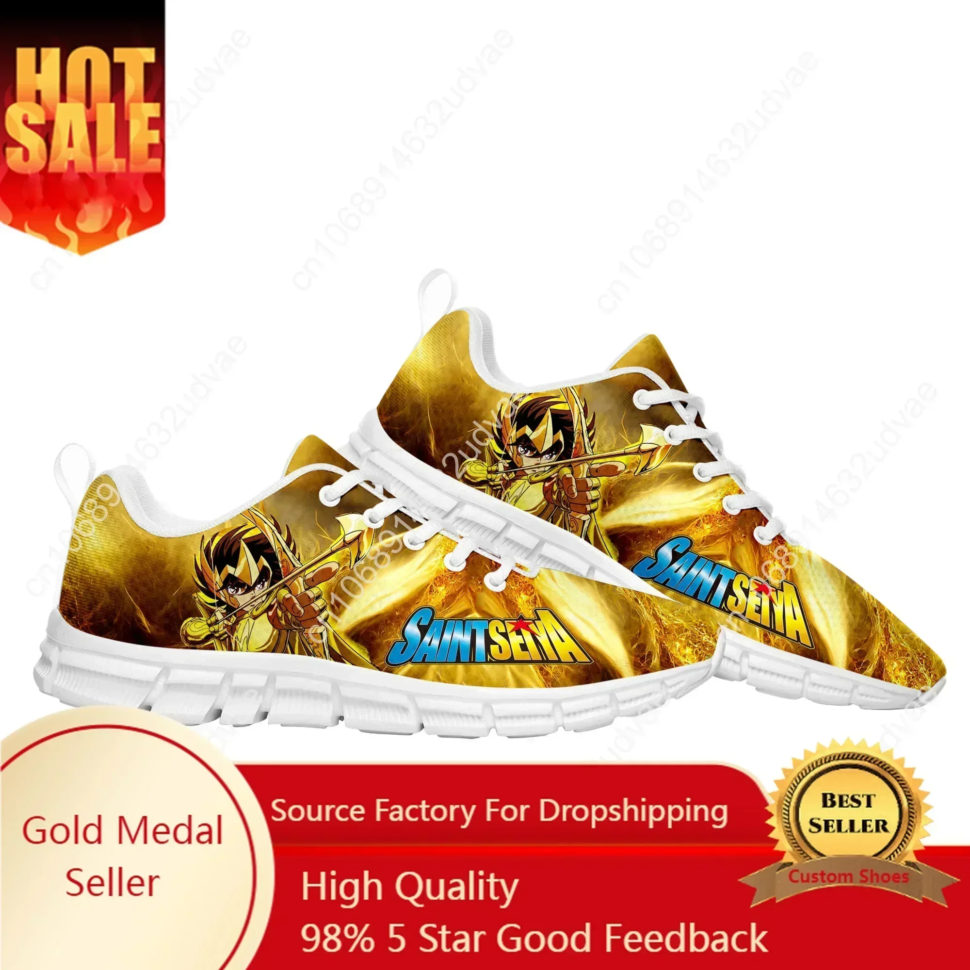 Saint Seiya Sports Shoes Mens Womens Cartoon Anime Sneakers Custom Sneaker High Quality Footwear Couple White Shoe