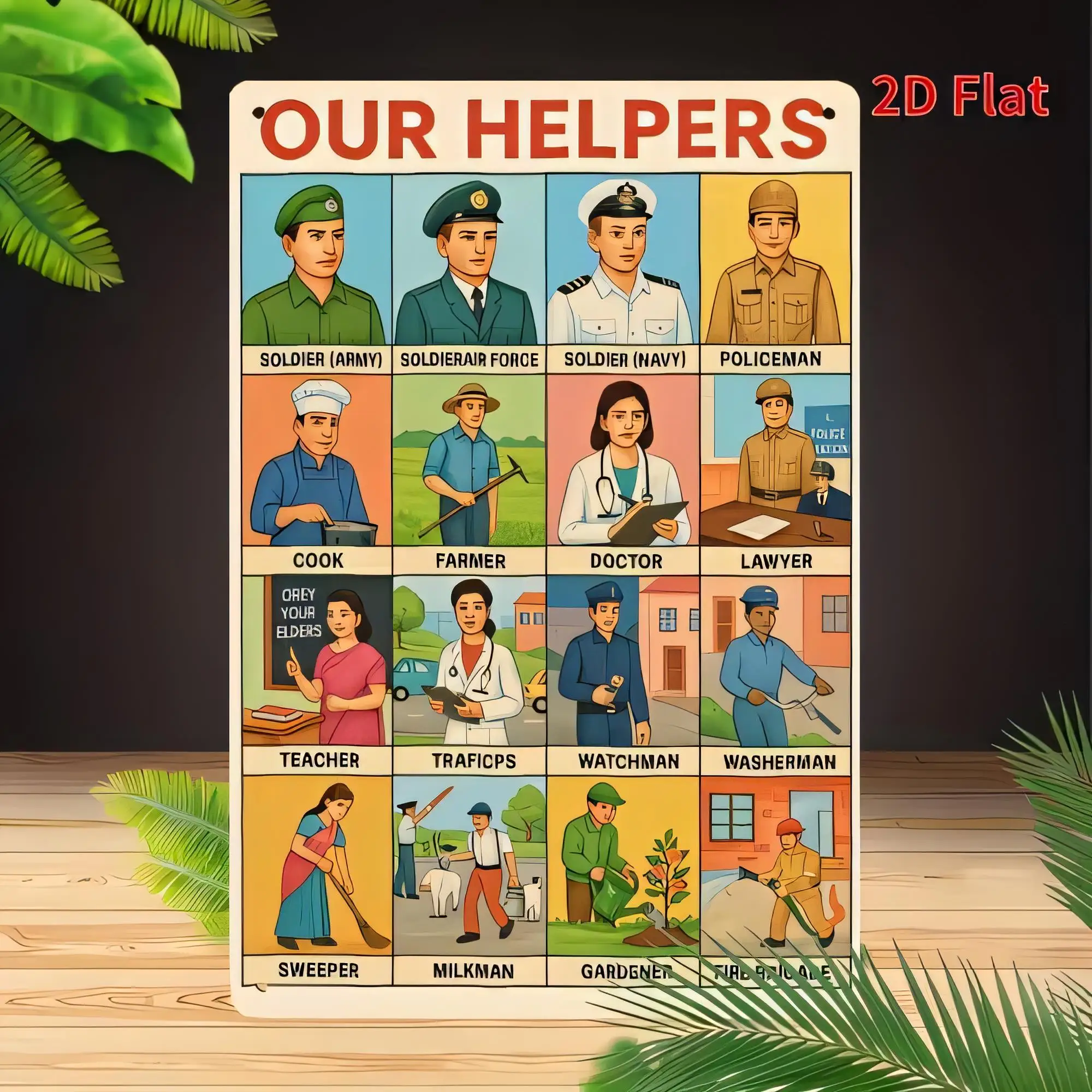 Tin Sign 2D Flat Our Helpers Board Careers Poster Style Vintage Metal Wall Plaque for Kids Room Classroom Office Decor Funny Gif