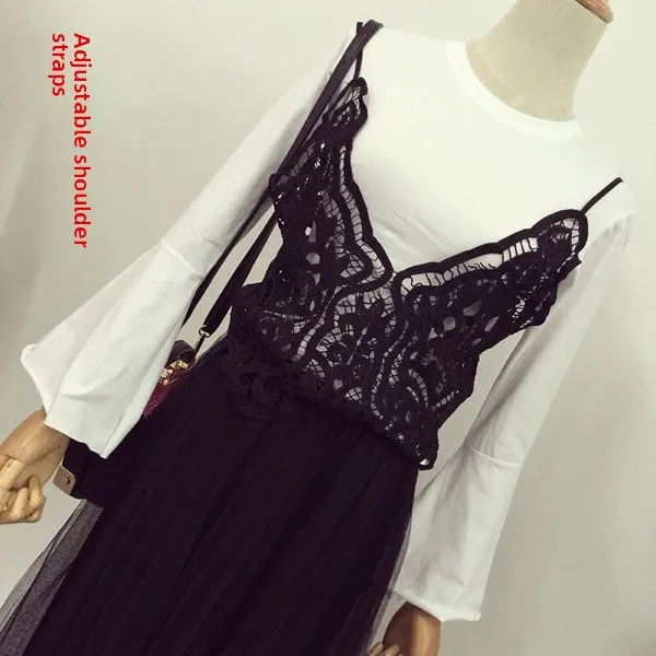 Women's Lace Strap Vest Hollow out Short Fashion Cover up Summer Outerwear Cotton  Color Versatile Backless Design