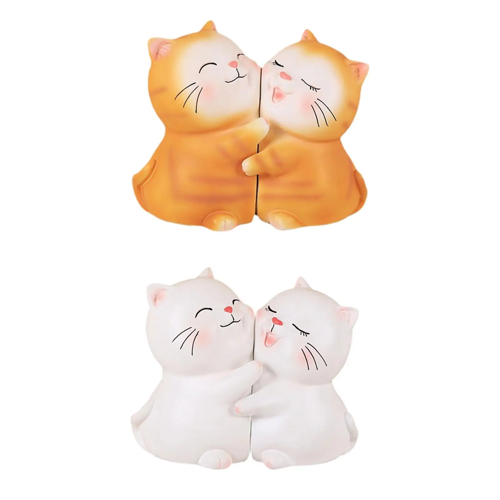 2 Pieces Couple Cat Statues Book Holders Bookends Decorative Figurines Tabletop Ornaments for Desk