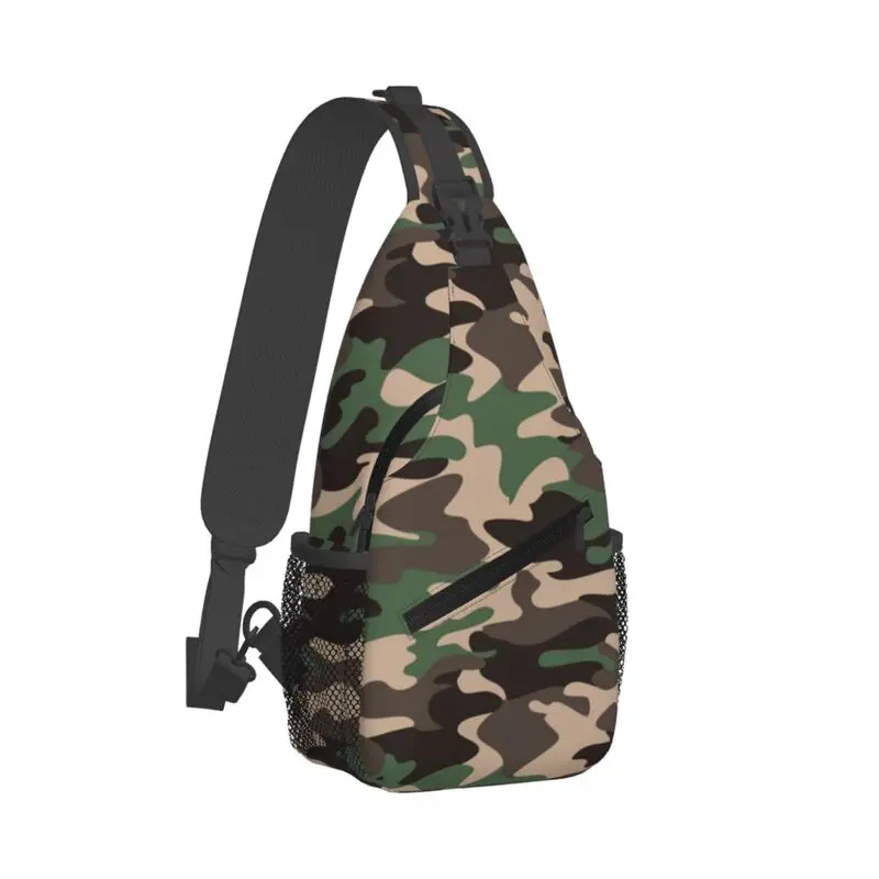 

Custom Green Brown Black Camouflage Camo Sling Chest Bag Casual Crossbody Shoulder Backpack for Men Traveling Daypack
