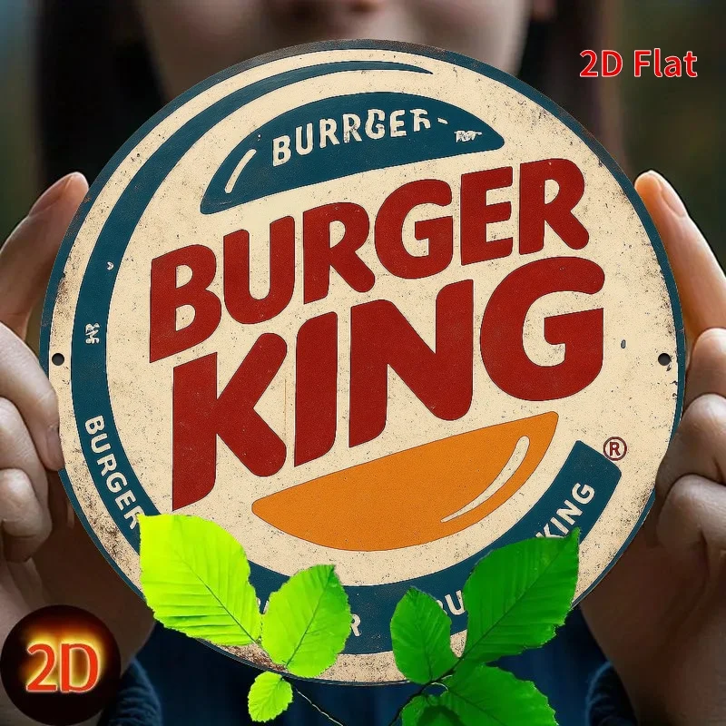 Burger King Retro Metal Sign - Red and White Burger King Logo