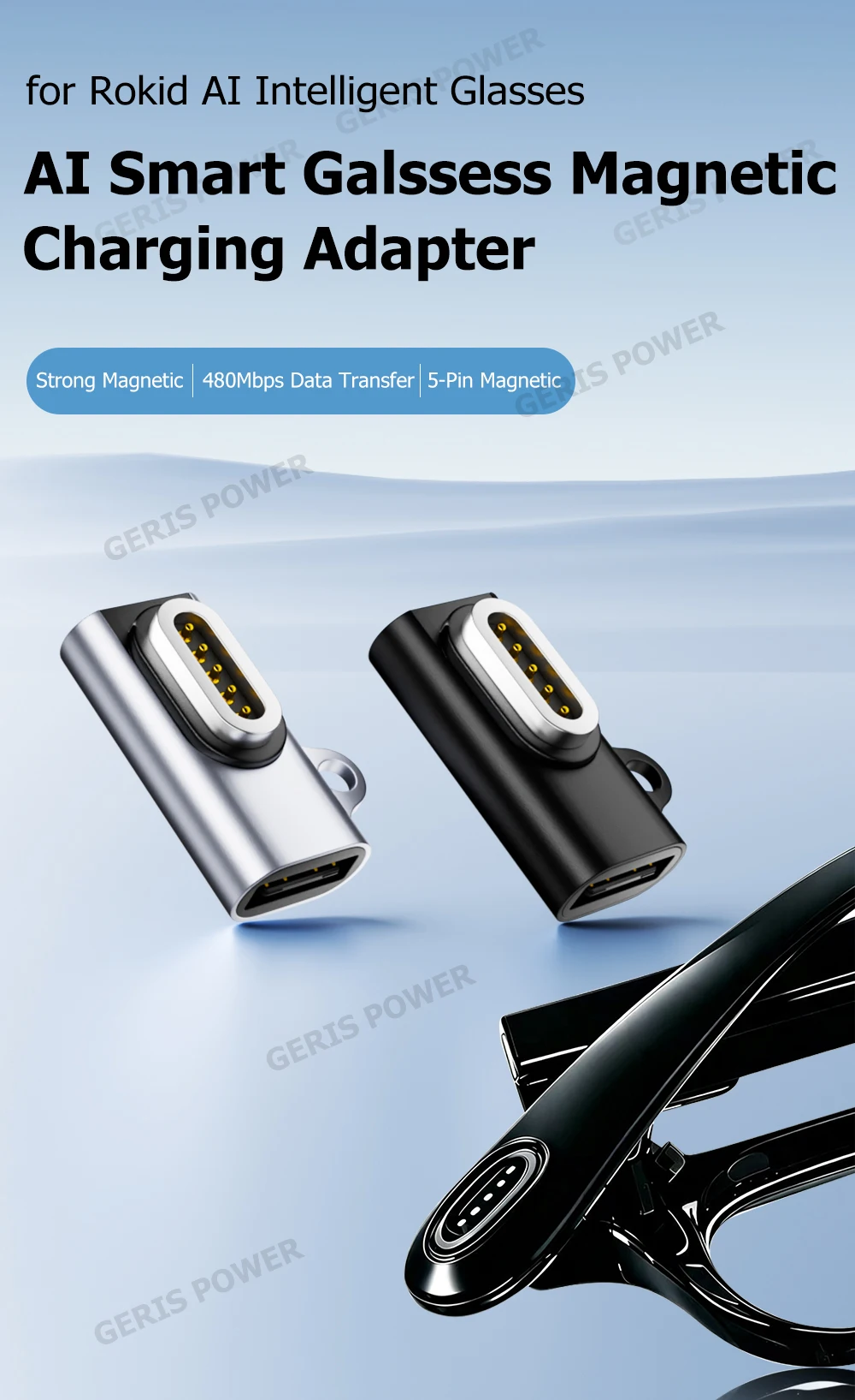 5-Pin Typ-C Magnetischer Ladeadapter-Stecker für Rokid AI Intelligente Brille USB-C Stromversorgungskonverter für Heimbüros – Detail 1