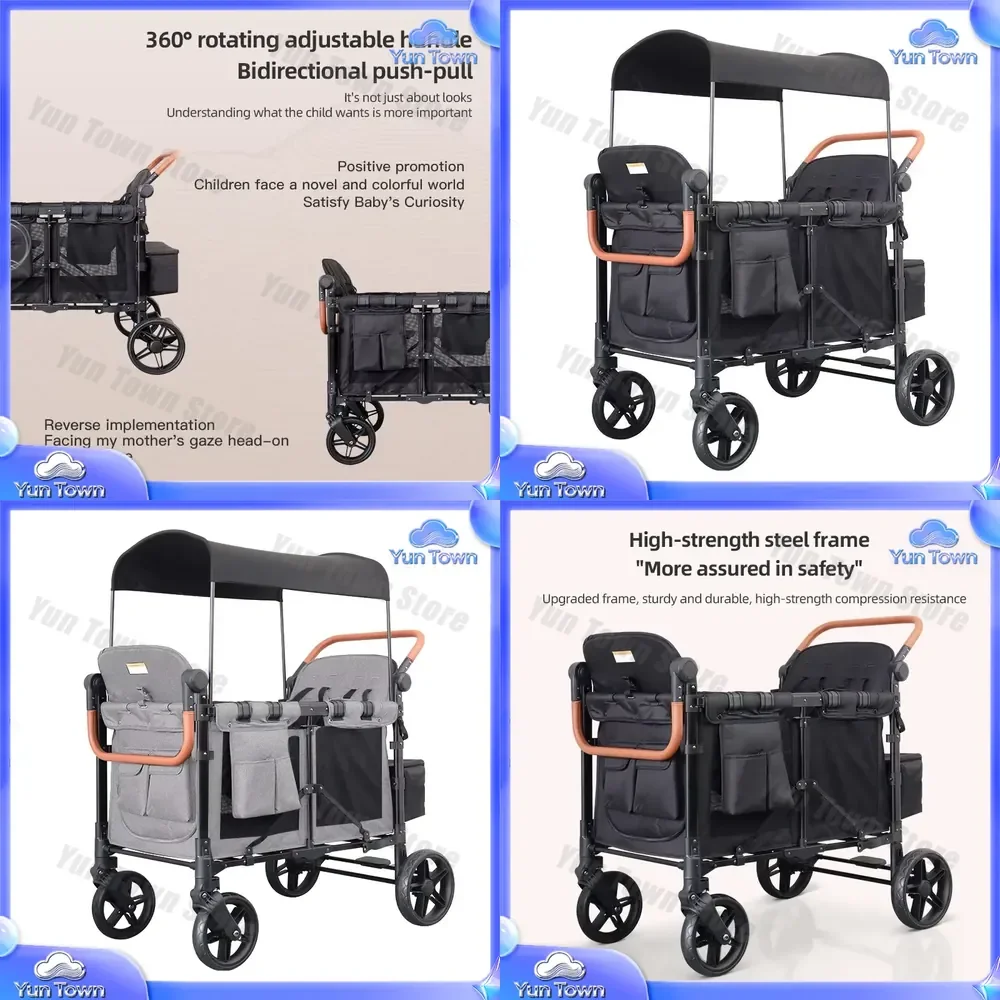 High Quality Foldable Baby Stroller with 360° Rotating Handle for Push Pull Camping Stroller for Baby Stroller for Travel